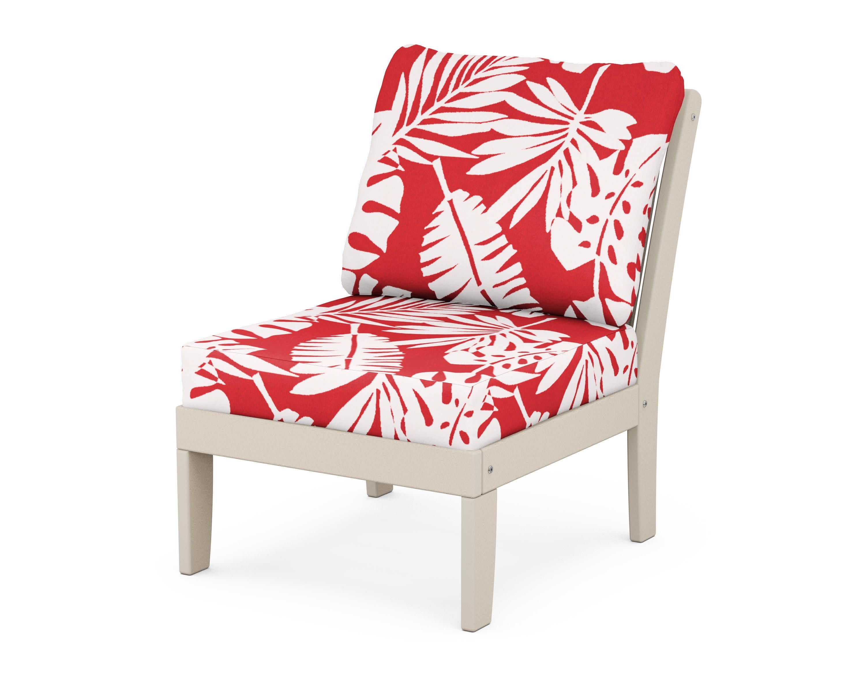 Braxton Modular Armless Chair in Sand / Leaf Crimson