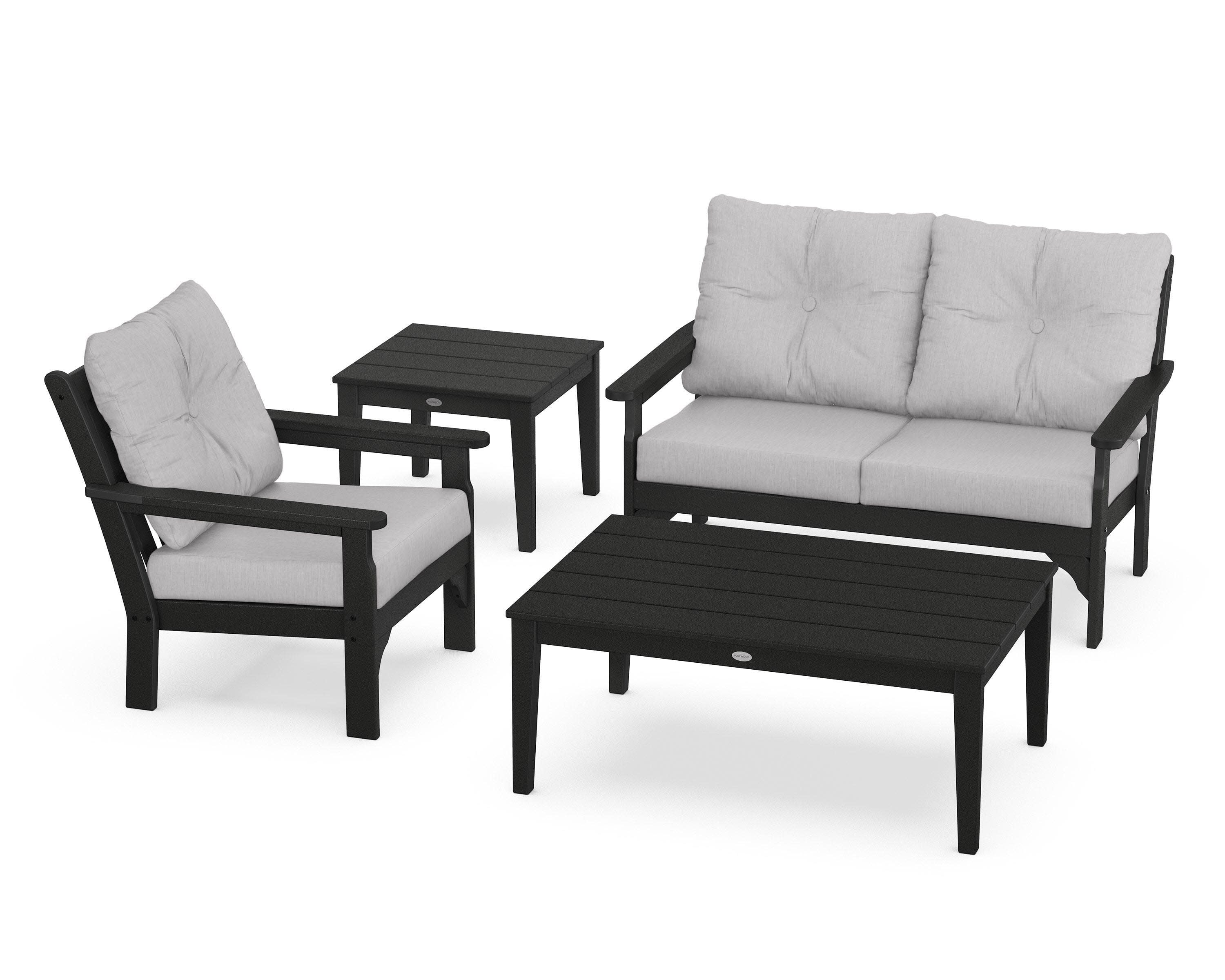 Vineyard 4-Piece Deep Seating Set in Black / Granite