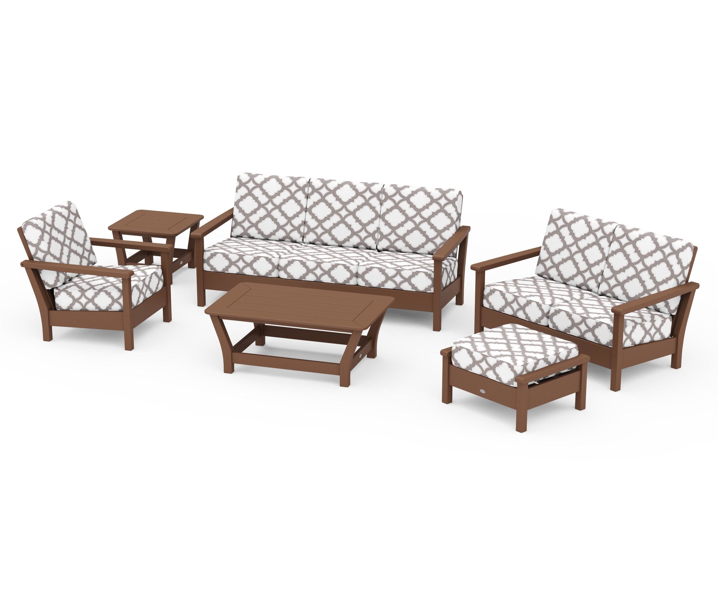 Harbour 6-Piece Outdoor Living Set in Teak / Trellis Grey Mist