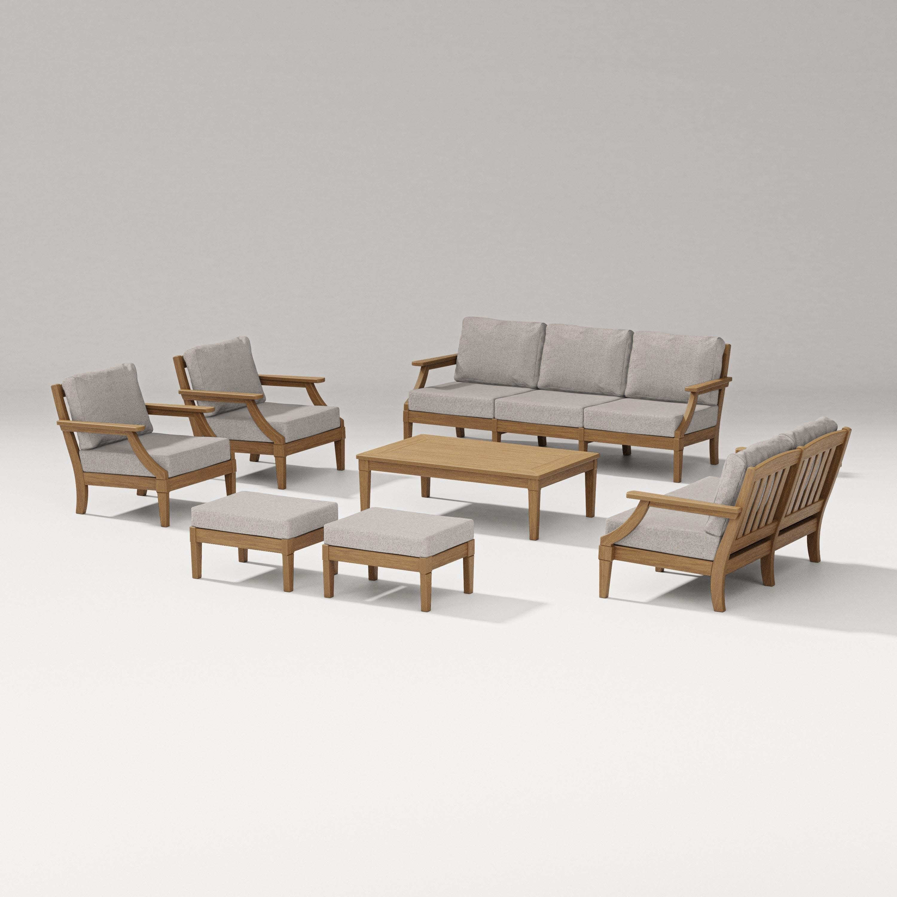 Estate 7-Piece Lounge Sofa Set in Natural / Weathered Tweed