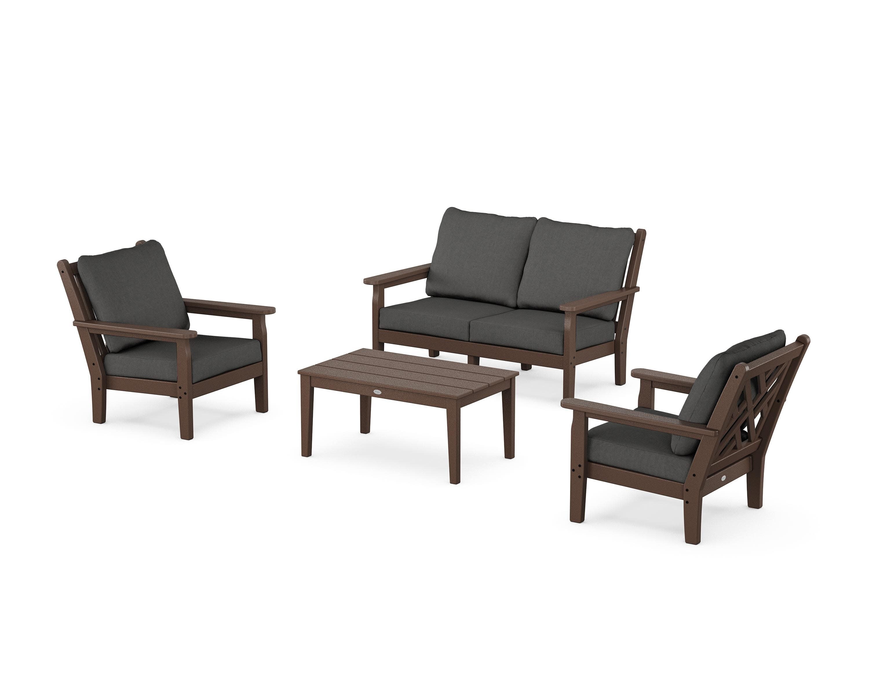 Chippendale 4-Piece Deep Seating Set with Loveseat in Mahogany / Spectrum Carbon