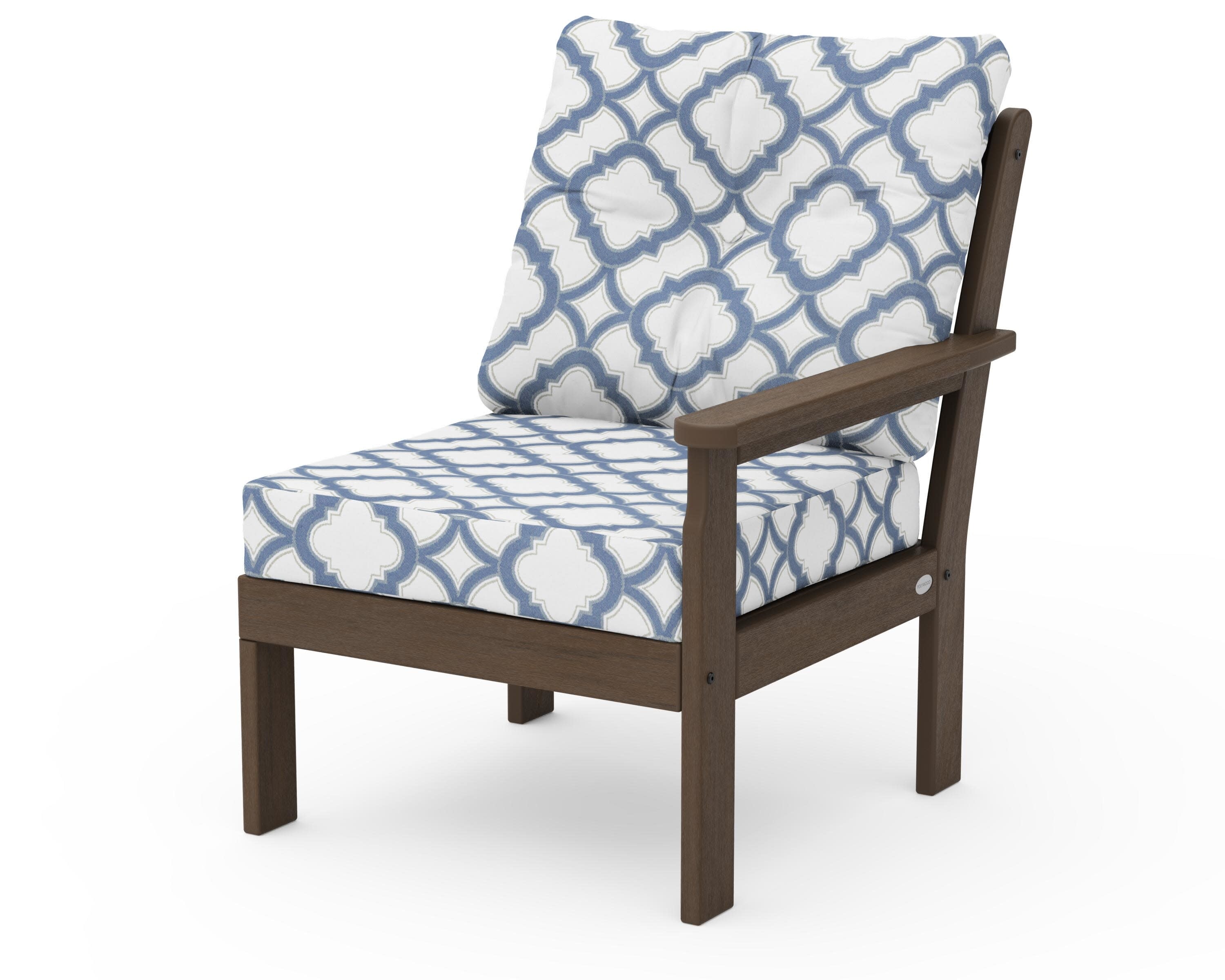 Vineyard Modular Right Arm Chair in Kona / Trellis Sky Blue