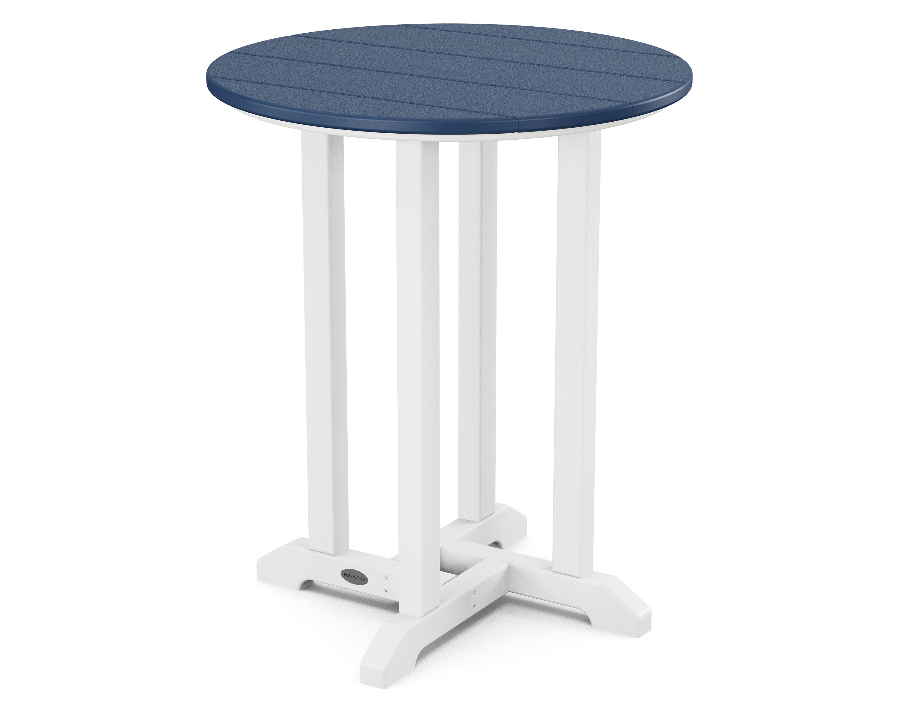 Contempo 24" Round Dining Table in White / Navy