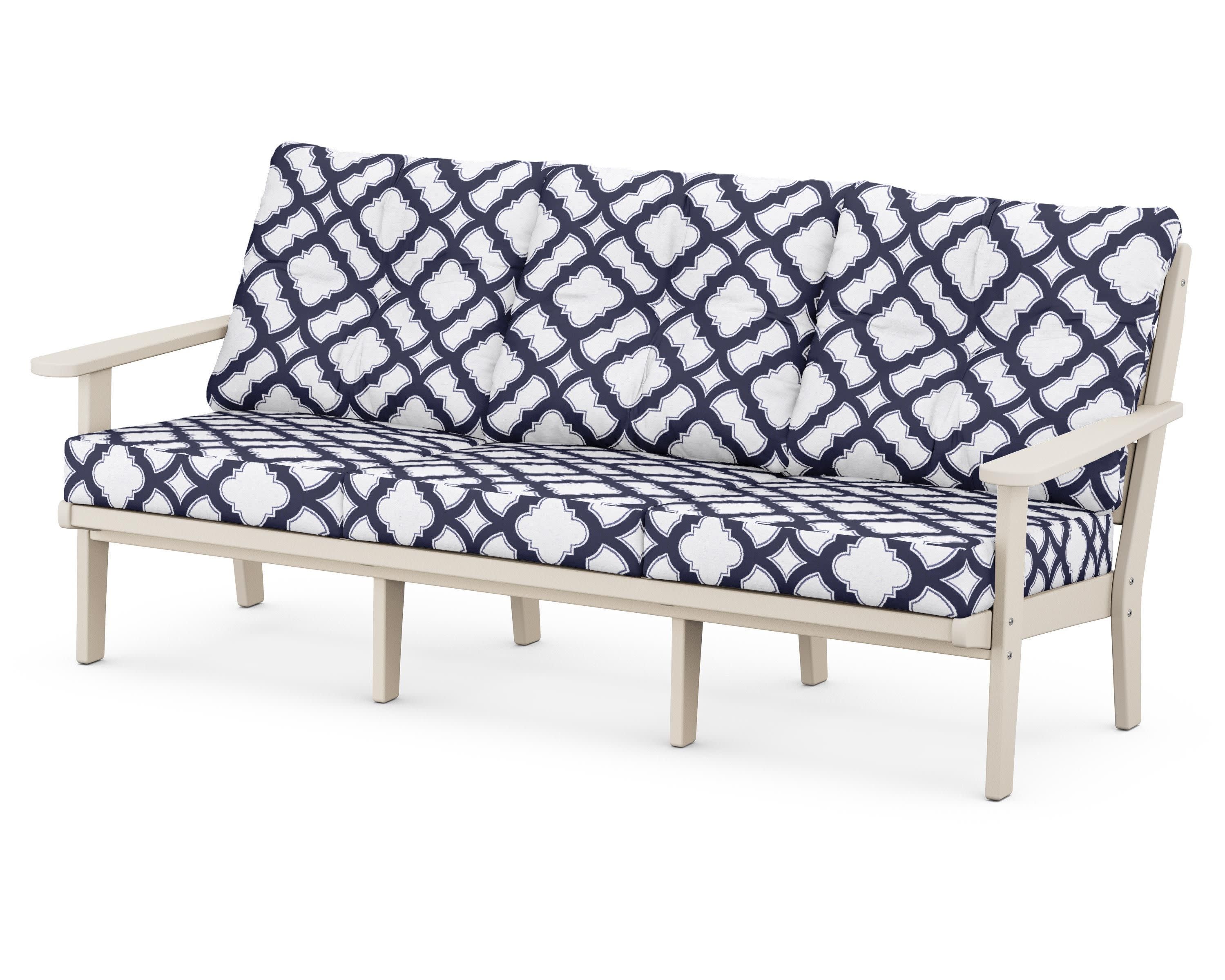 Lakeside Deep Seating Sofa in Sand / Trellis Navy