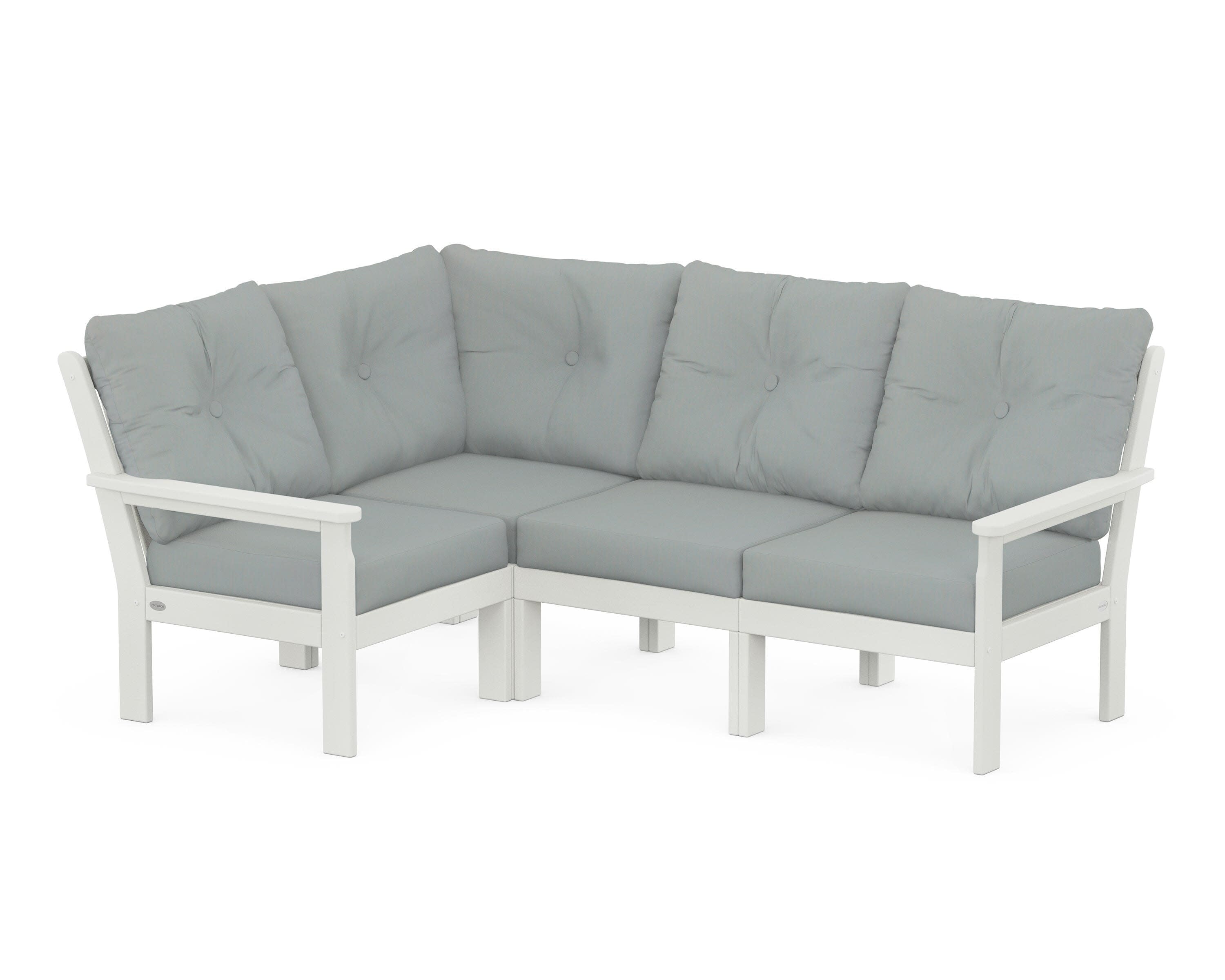 Vineyard 4-Piece Sectional in Vintage White / Spa