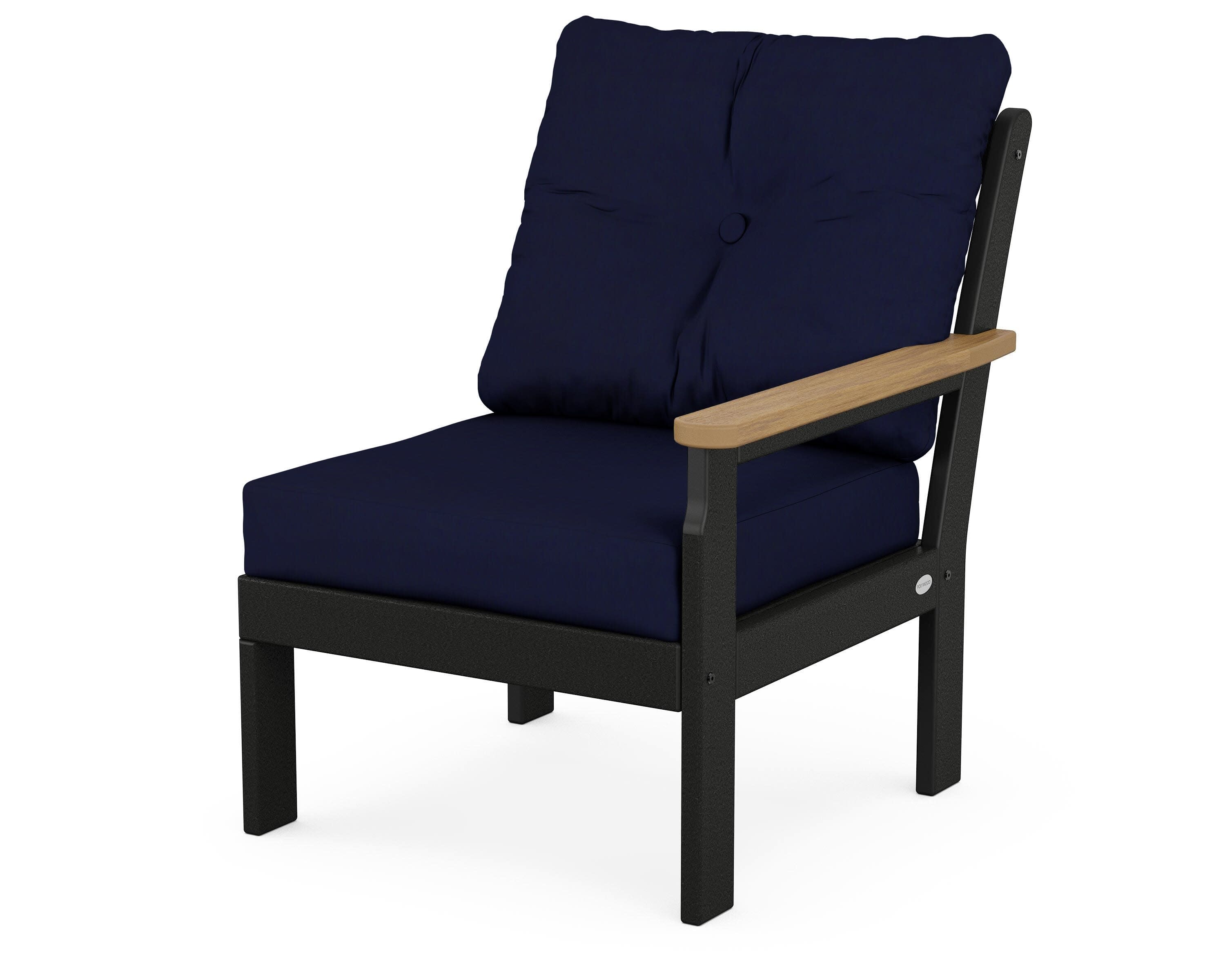 Vineyard Modular Right Arm Chair in Black / Natural / Navy