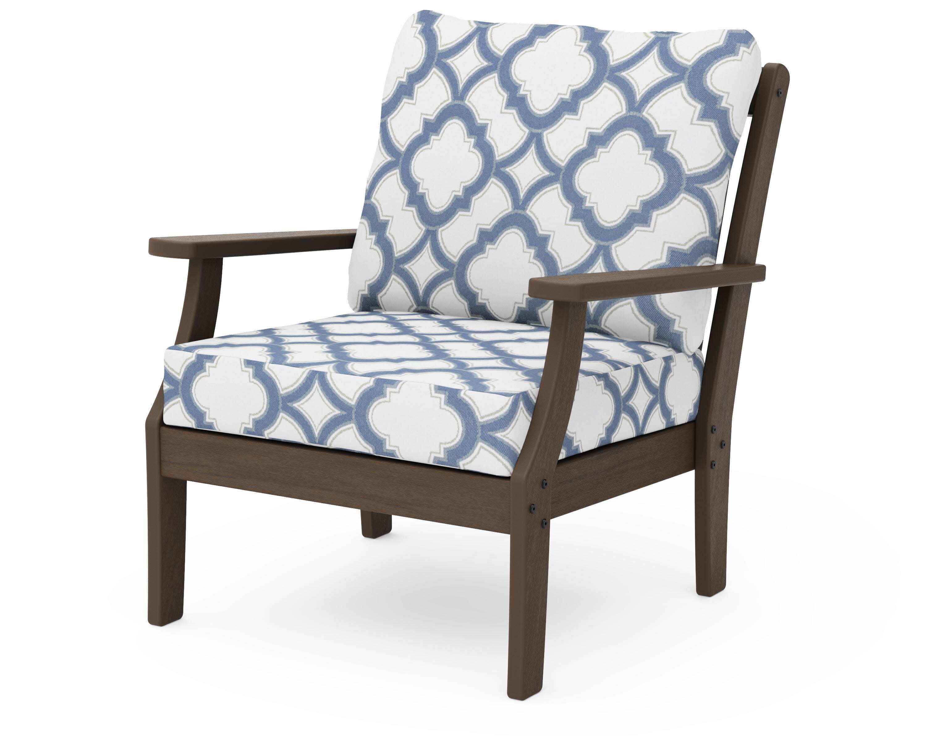 Braxton Deep Seating Chair in Kona / Trellis Sky Blue