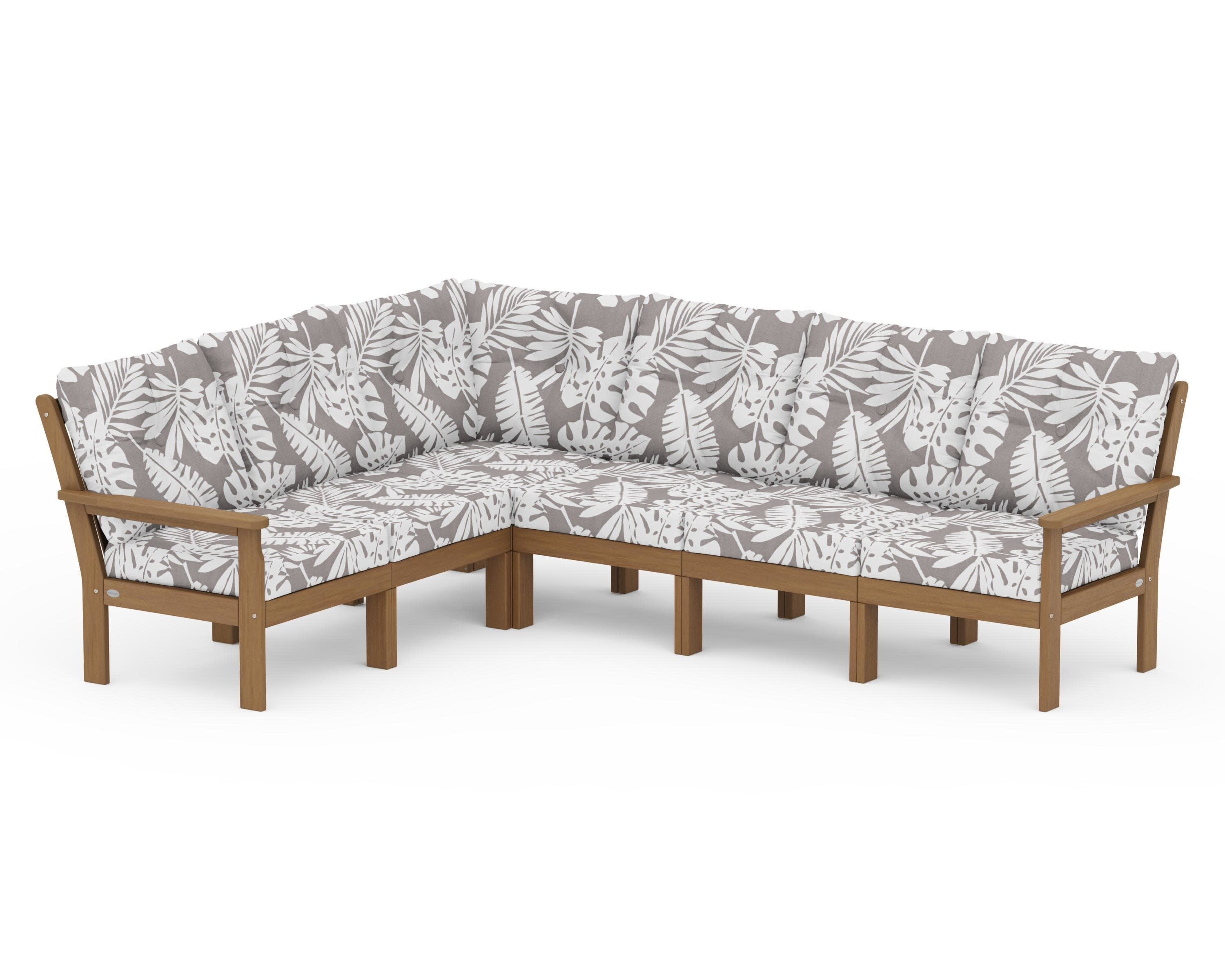 Vineyard 6-Piece Sectional in Natural / Leaf Grey Mist