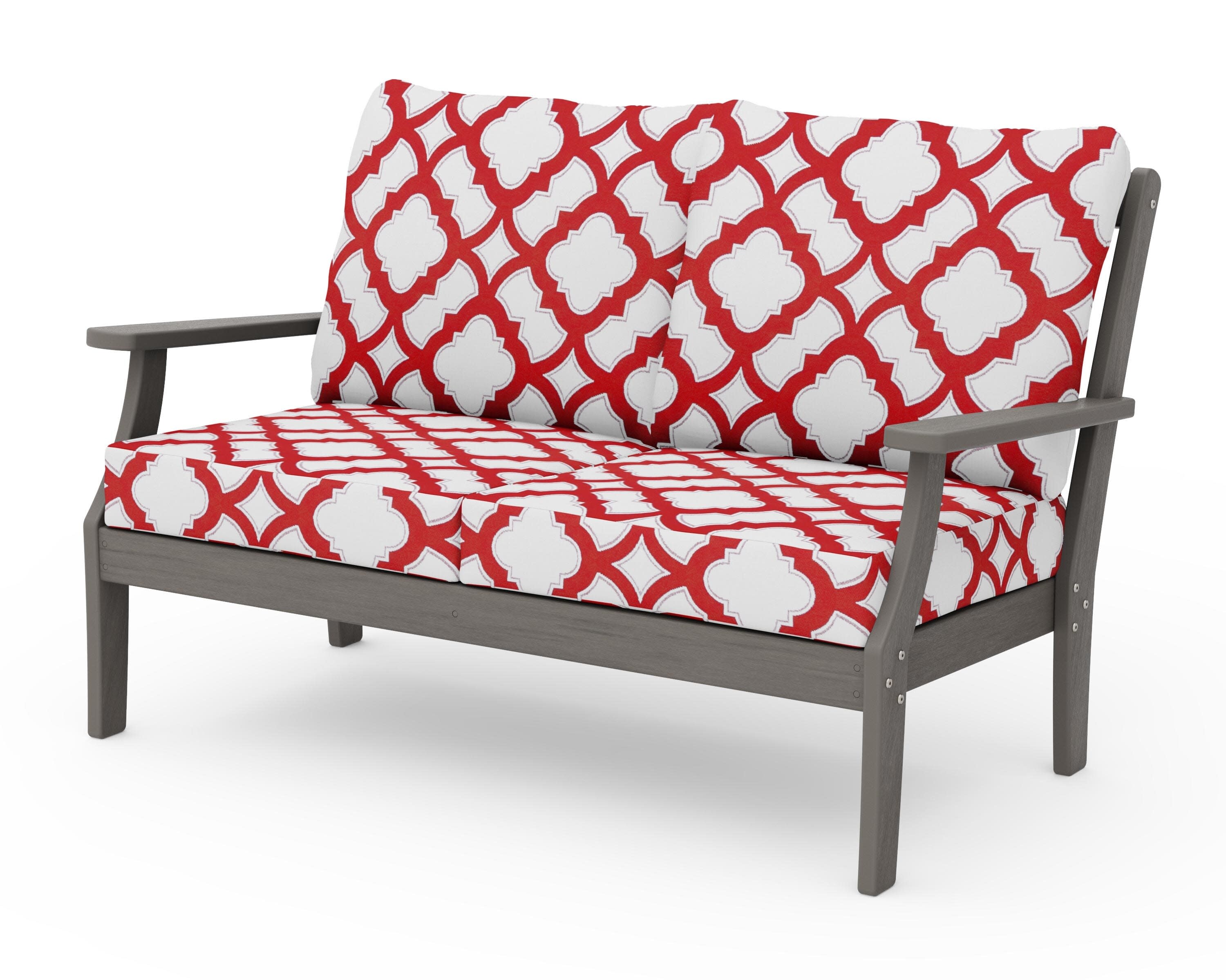 Braxton Deep Seating Loveseat in Driftwood / Trellis Crimson