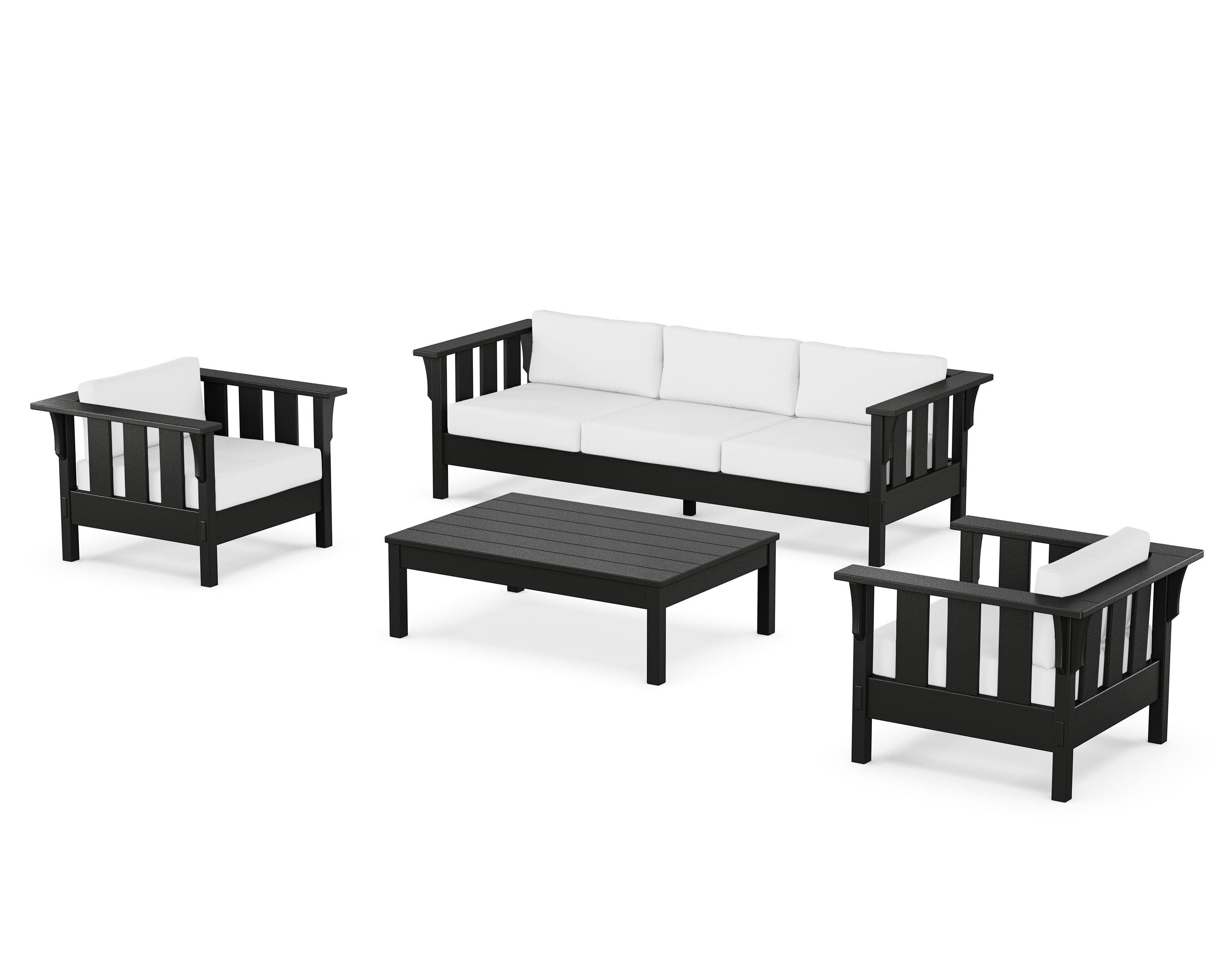 Acadia 4-Piece Deep Seating Set with Sofa in Black / Natural