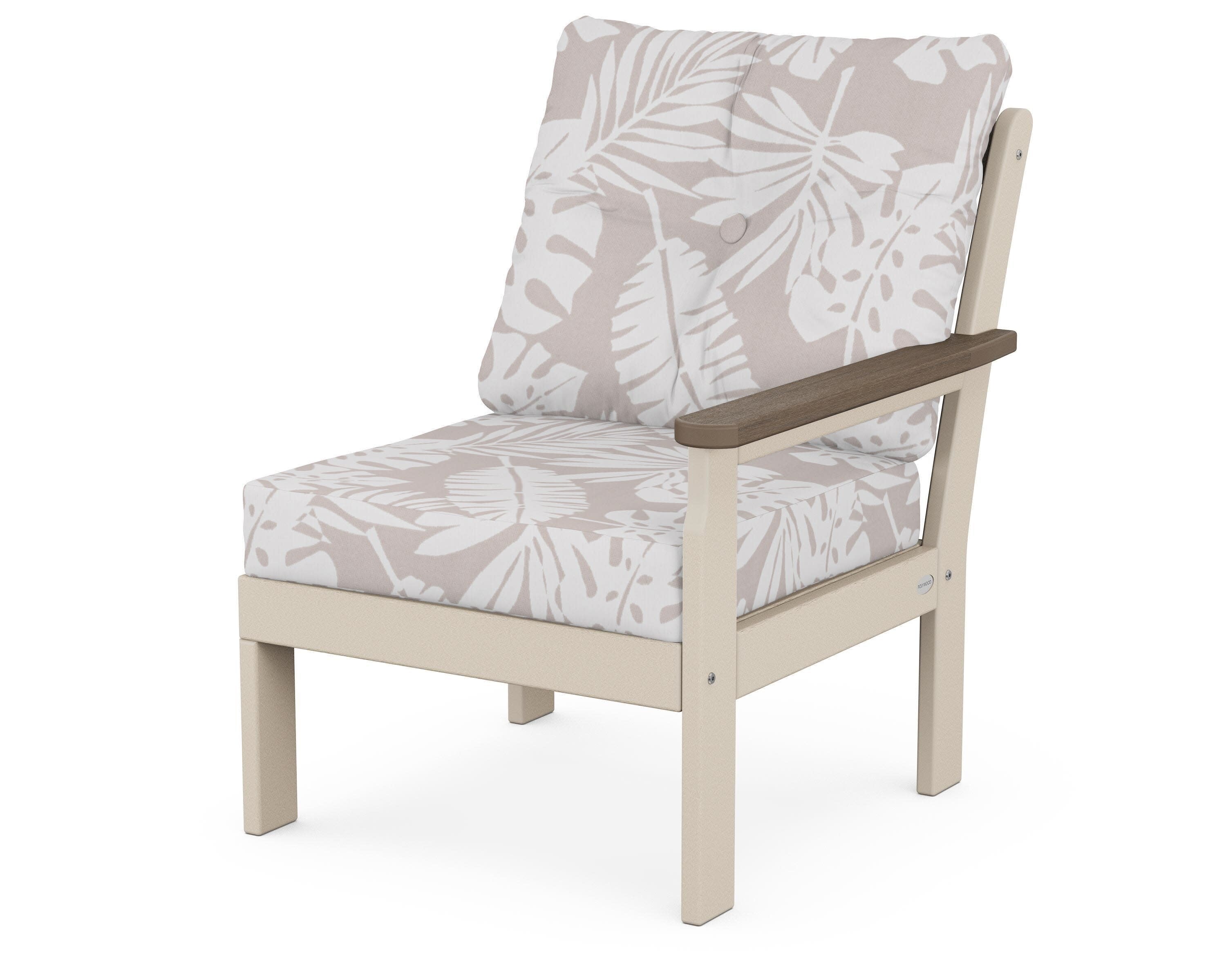 Vineyard Modular Right Arm Chair in Sand / Kona / Leaf Dune Burlap