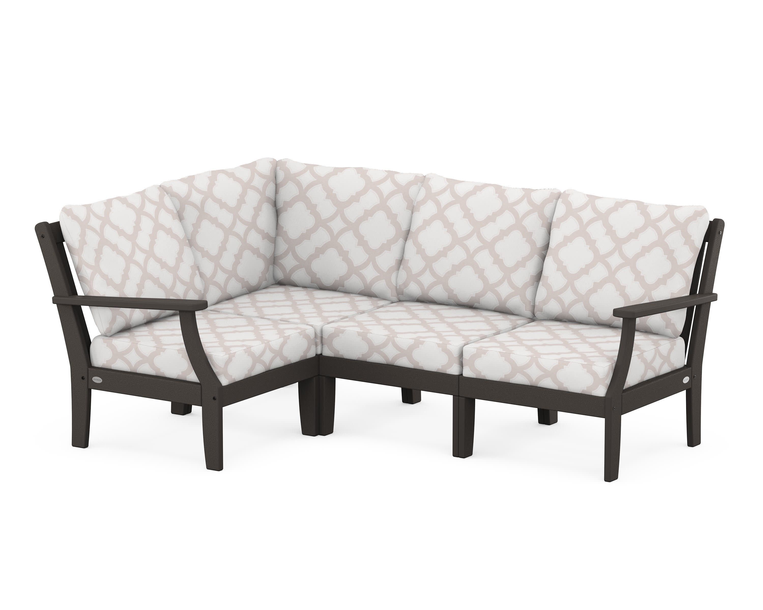 Braxton Modular 4-Piece Deep Seating Set in Vintage Coffee / Trellis Dune Burlap