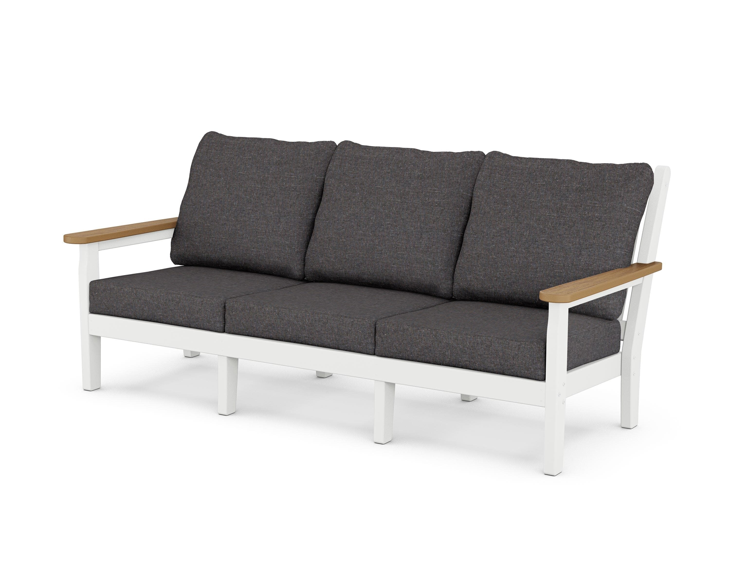 Chippendale Deep Seating Sofa in White / Natural / Ash Charcoal