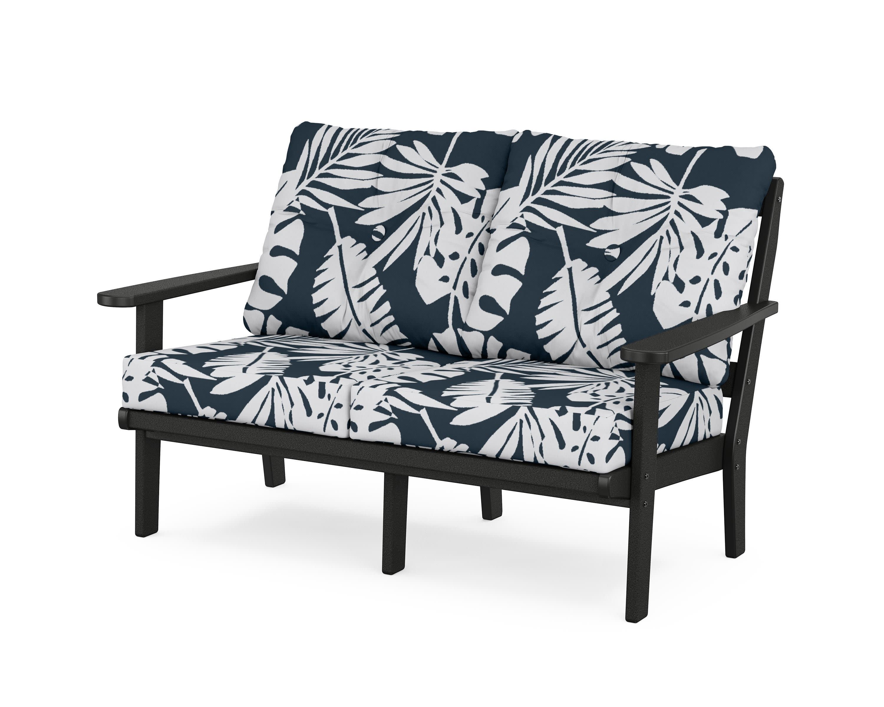 Mission Deep SeatingLoveseat in Black / Leaf Marine Indigo