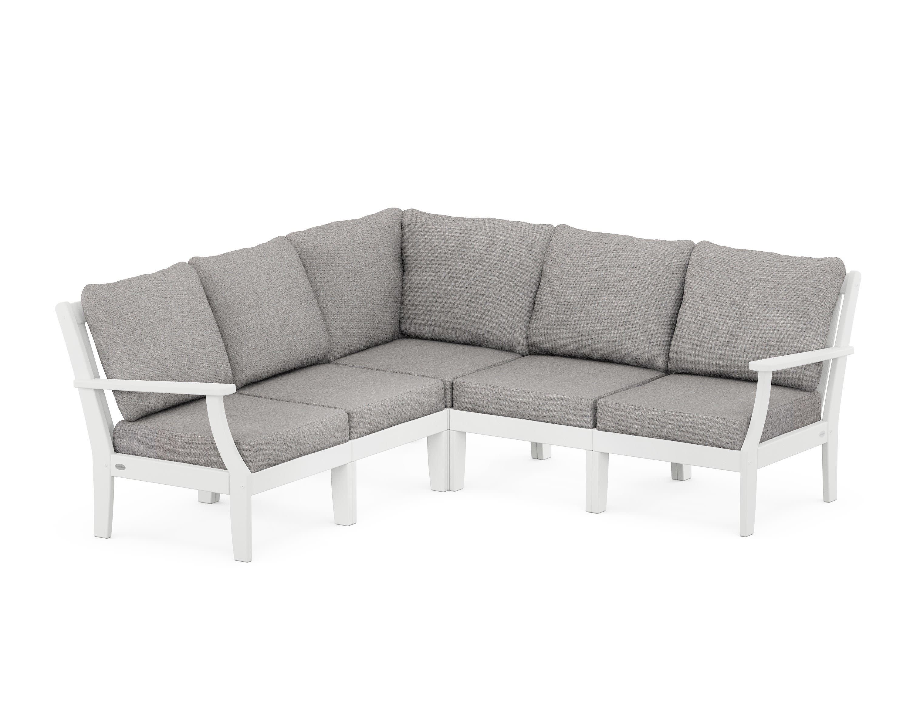 Braxton Modular 5-Piece Deep Seating Set in White / Grey Mist