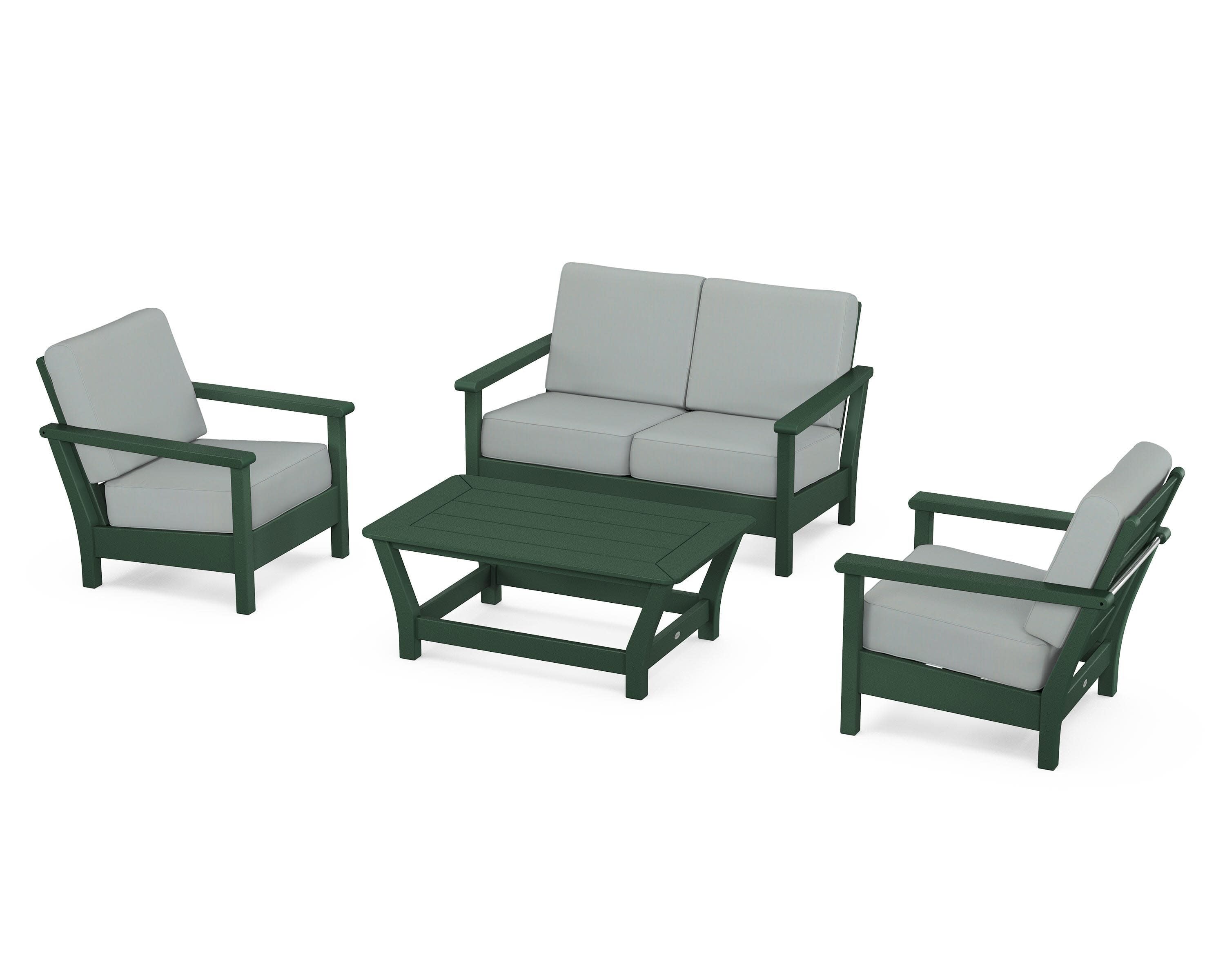 Harbour 4-Piece Deep Seating Set in Green / Spa