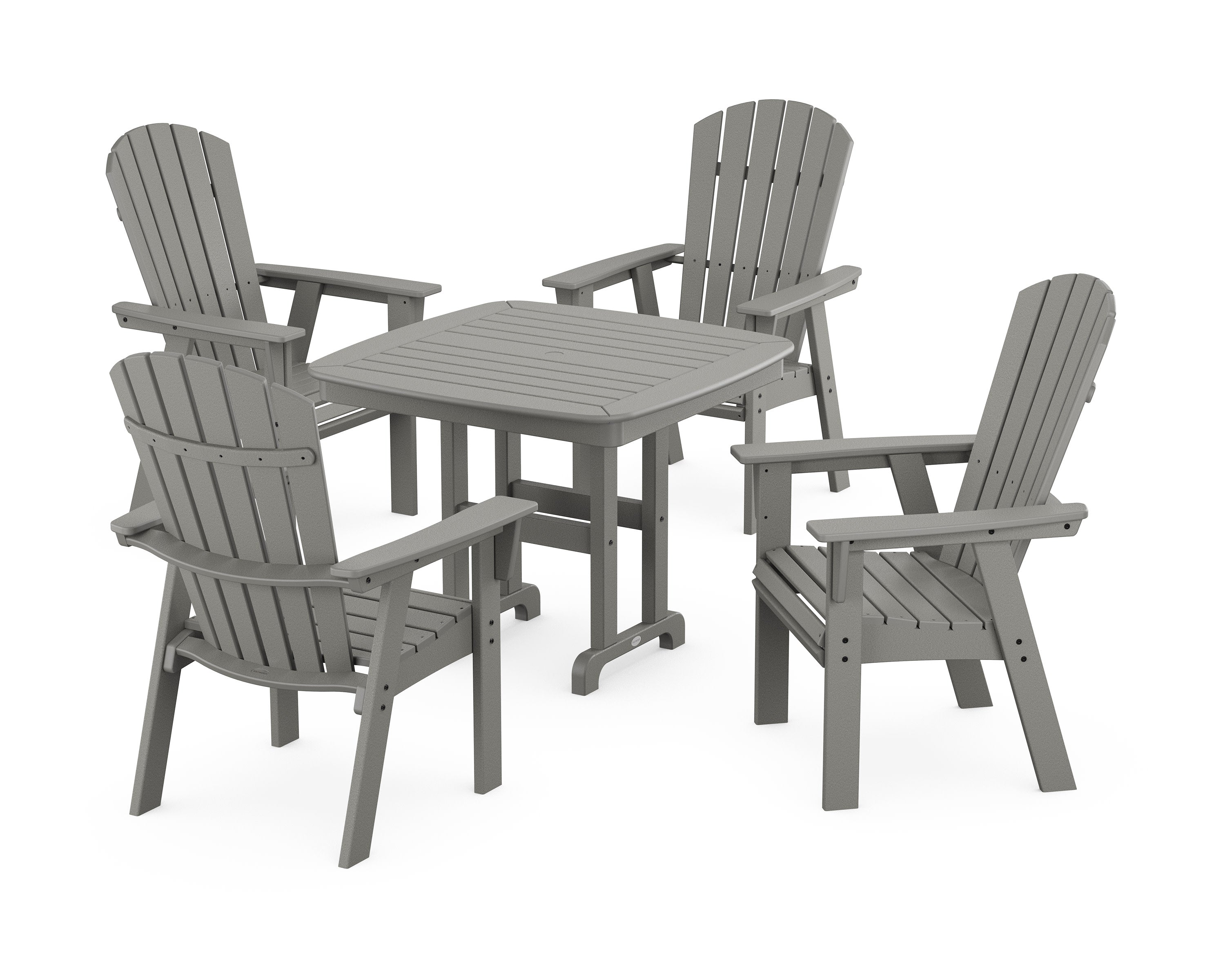 Nautical Curveback Adirondack 5-Piece Dining Set in Slate Grey