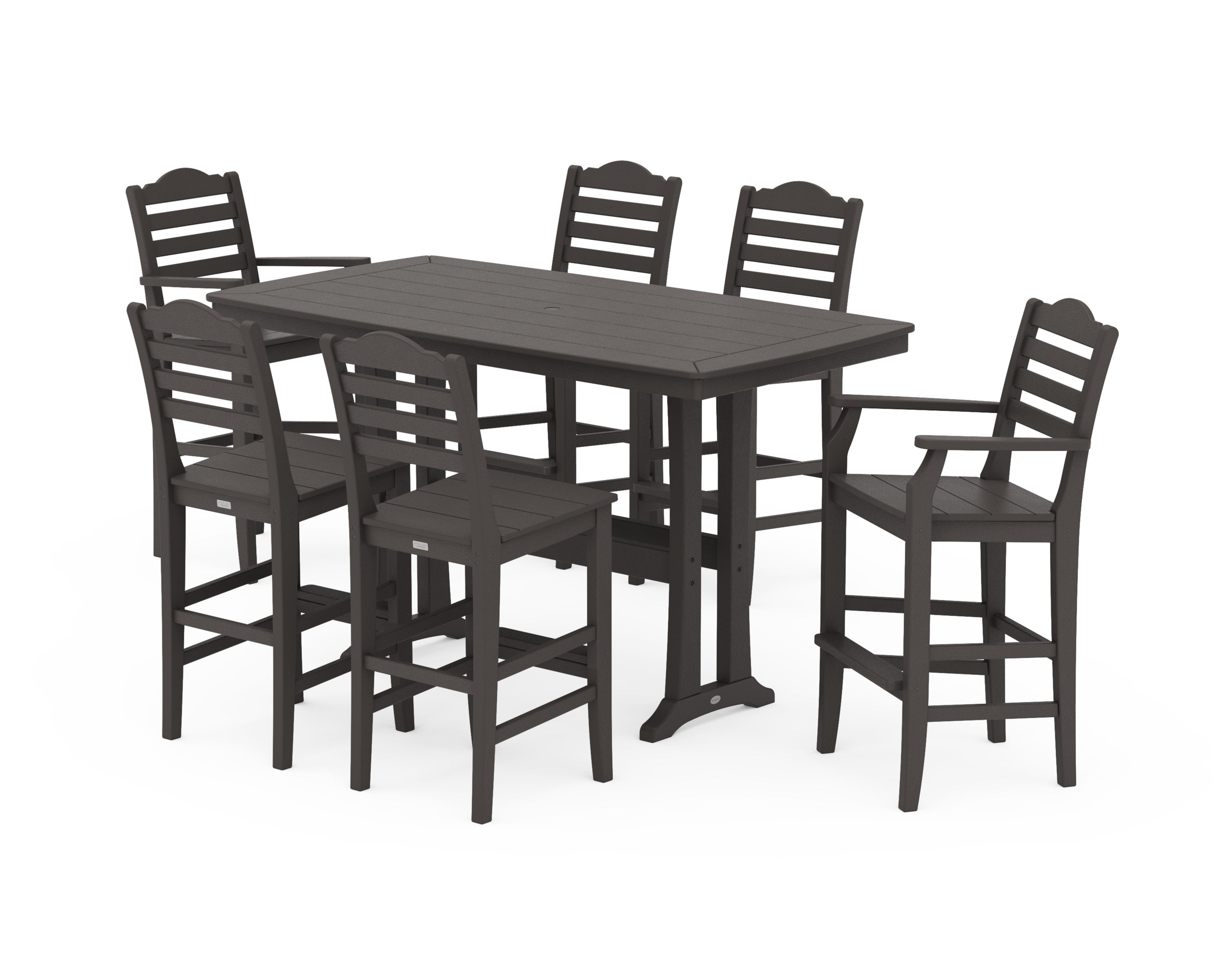 Savannah 7-Piece Bar Set with Trestle Legs in Vintage Coffee