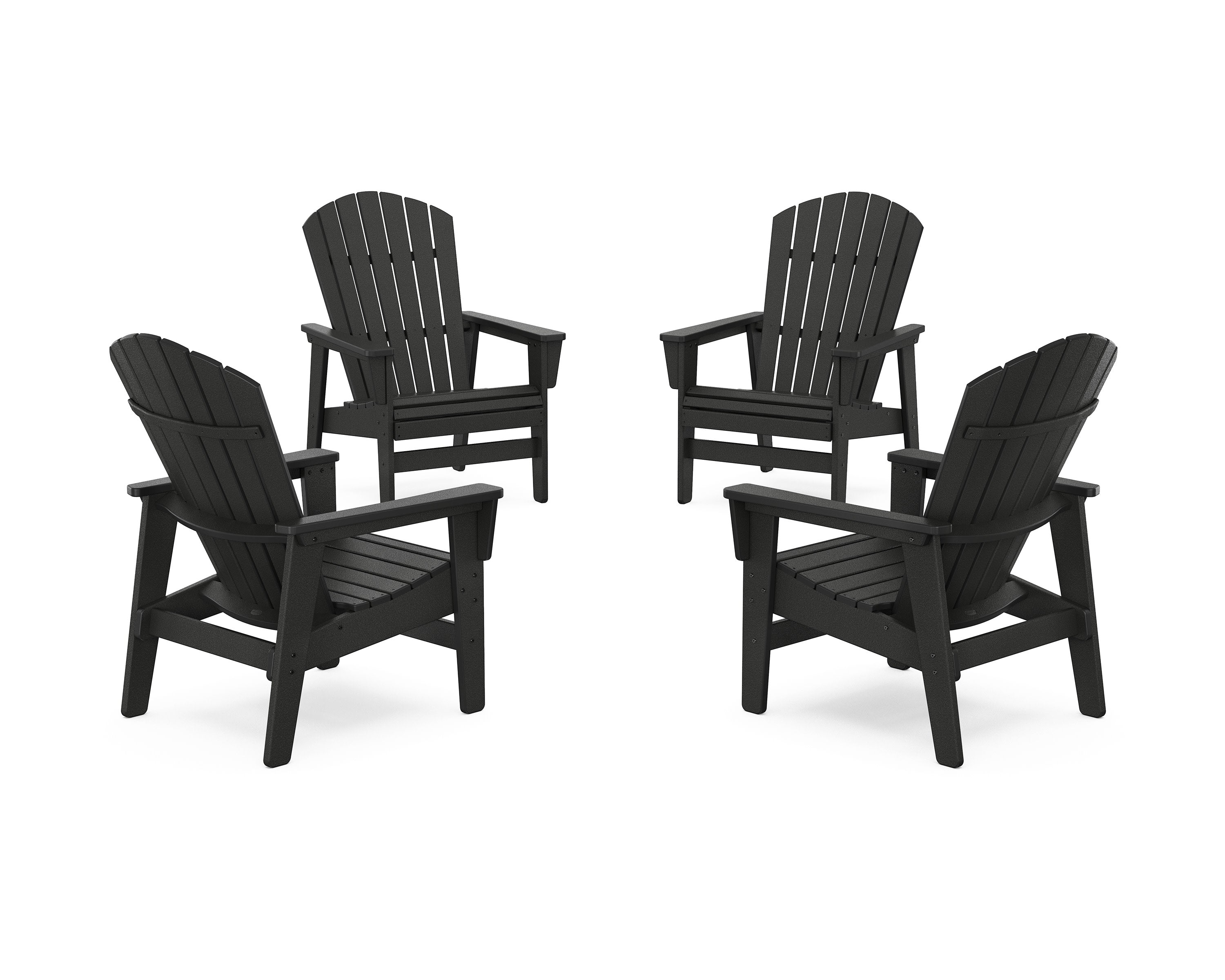 4-Piece Nautical Grand Upright Adirondack Chair Conversation Set in Black