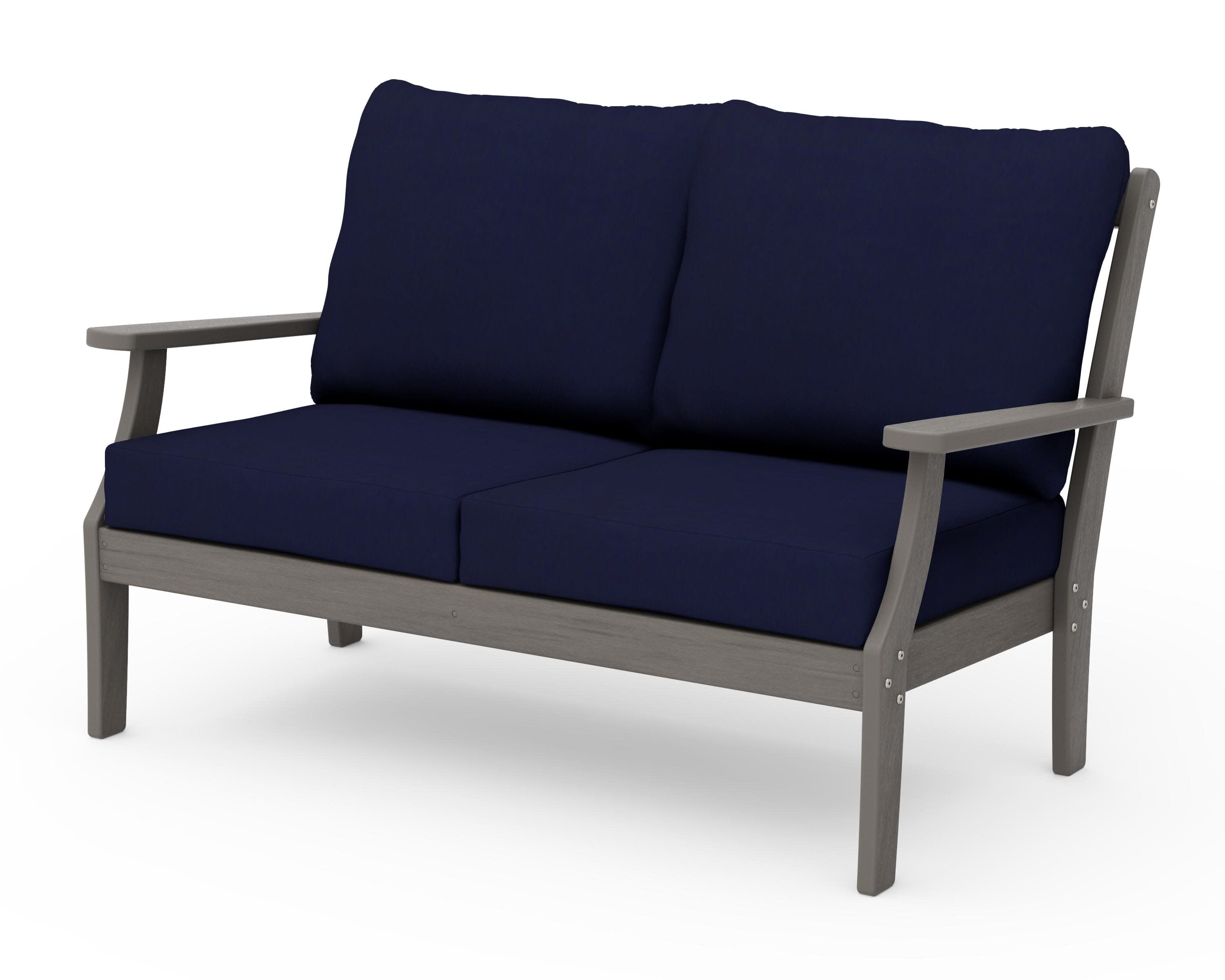 Braxton Deep Seating Loveseat in Driftwood / Navy