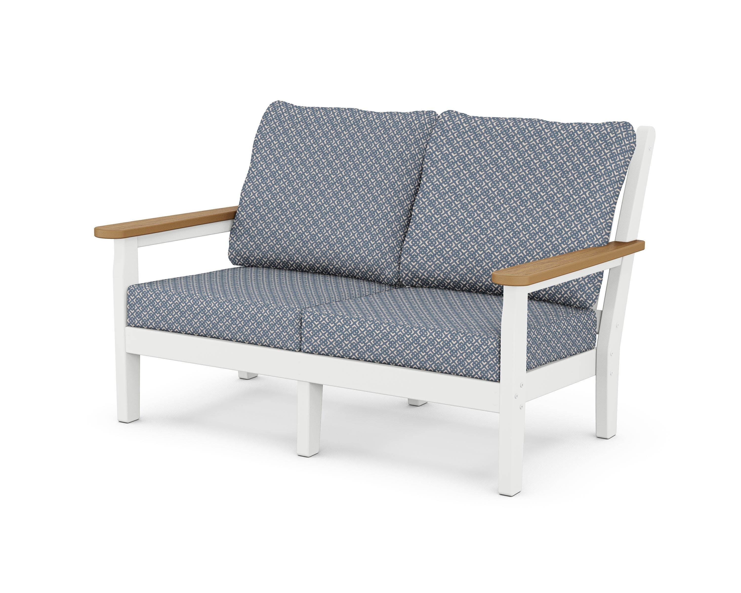 Chippendale Deep Seating Loveseat in White / Natural / Hopscotch