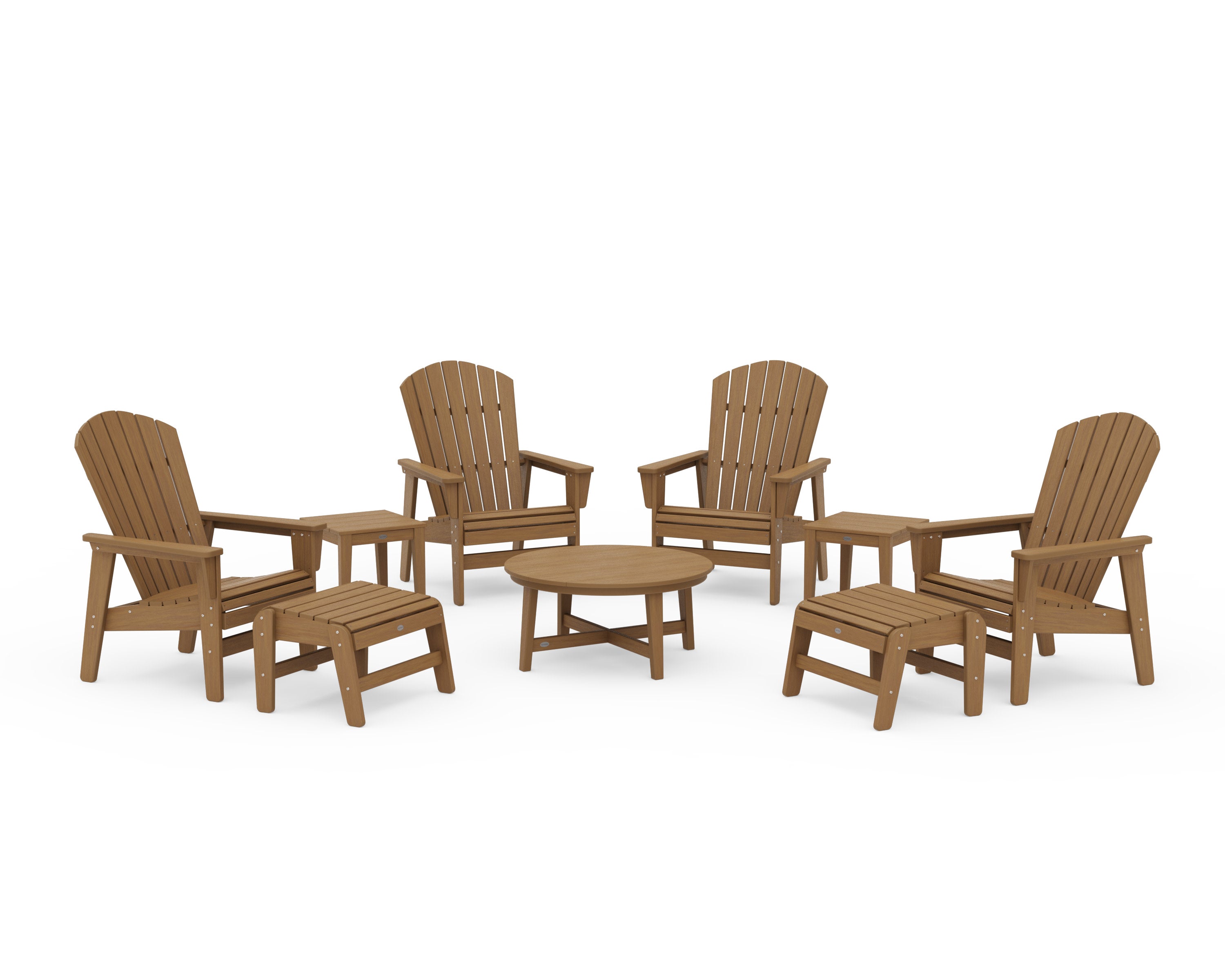Nautical Grand Upright Adirondack 9-Piece Conversation Set in Natural