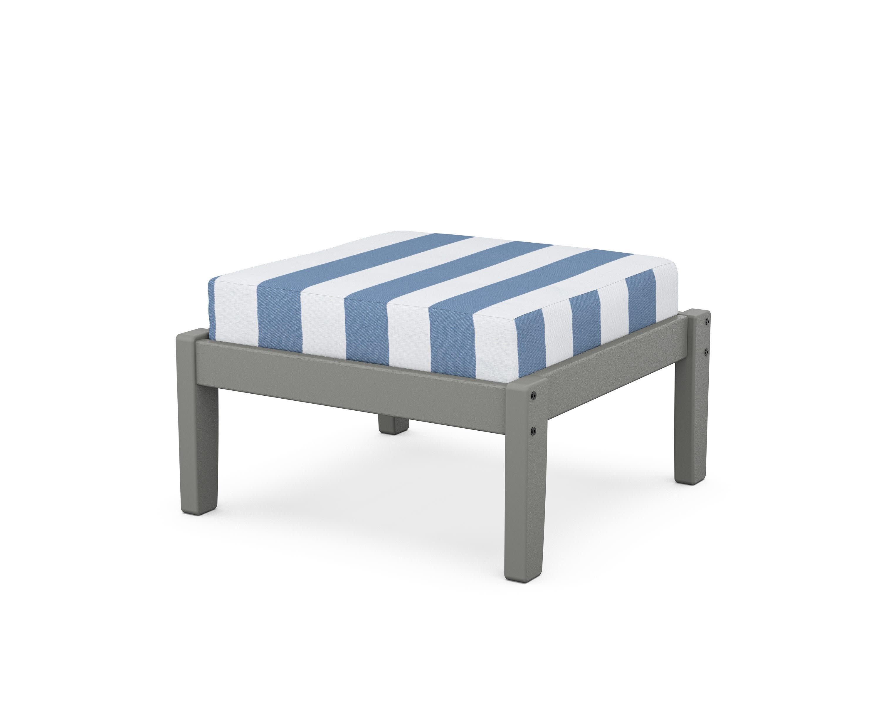 Deep Seating Ottoman in Slate Grey / Cabana Stripe Sky Blue