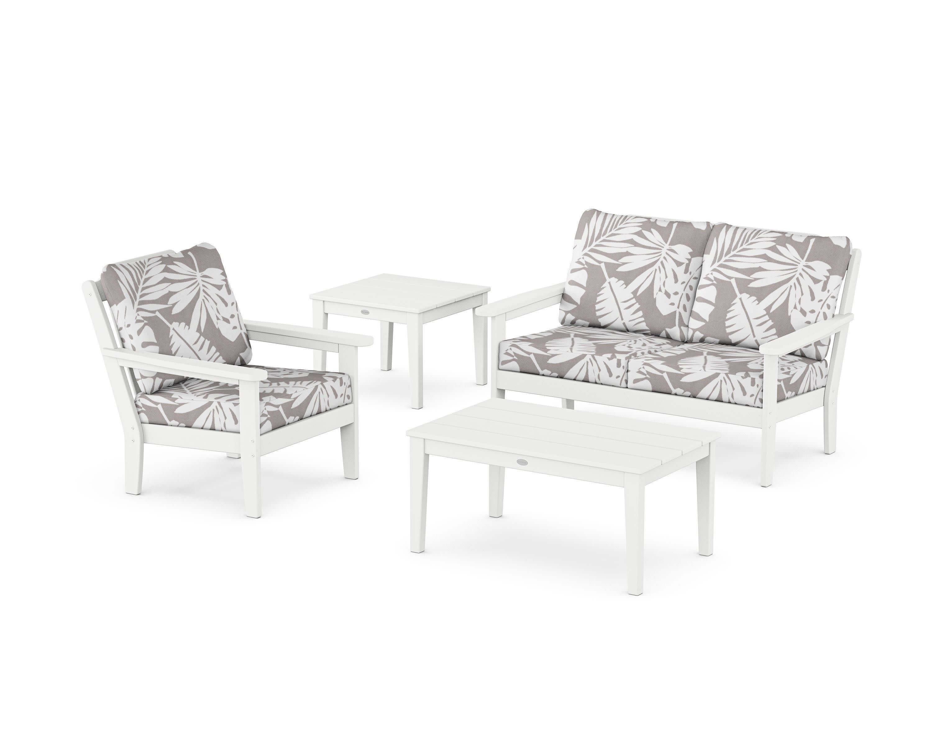 Wovendale 4-Piece Deep Seating Set in White / Leaf Grey Mist