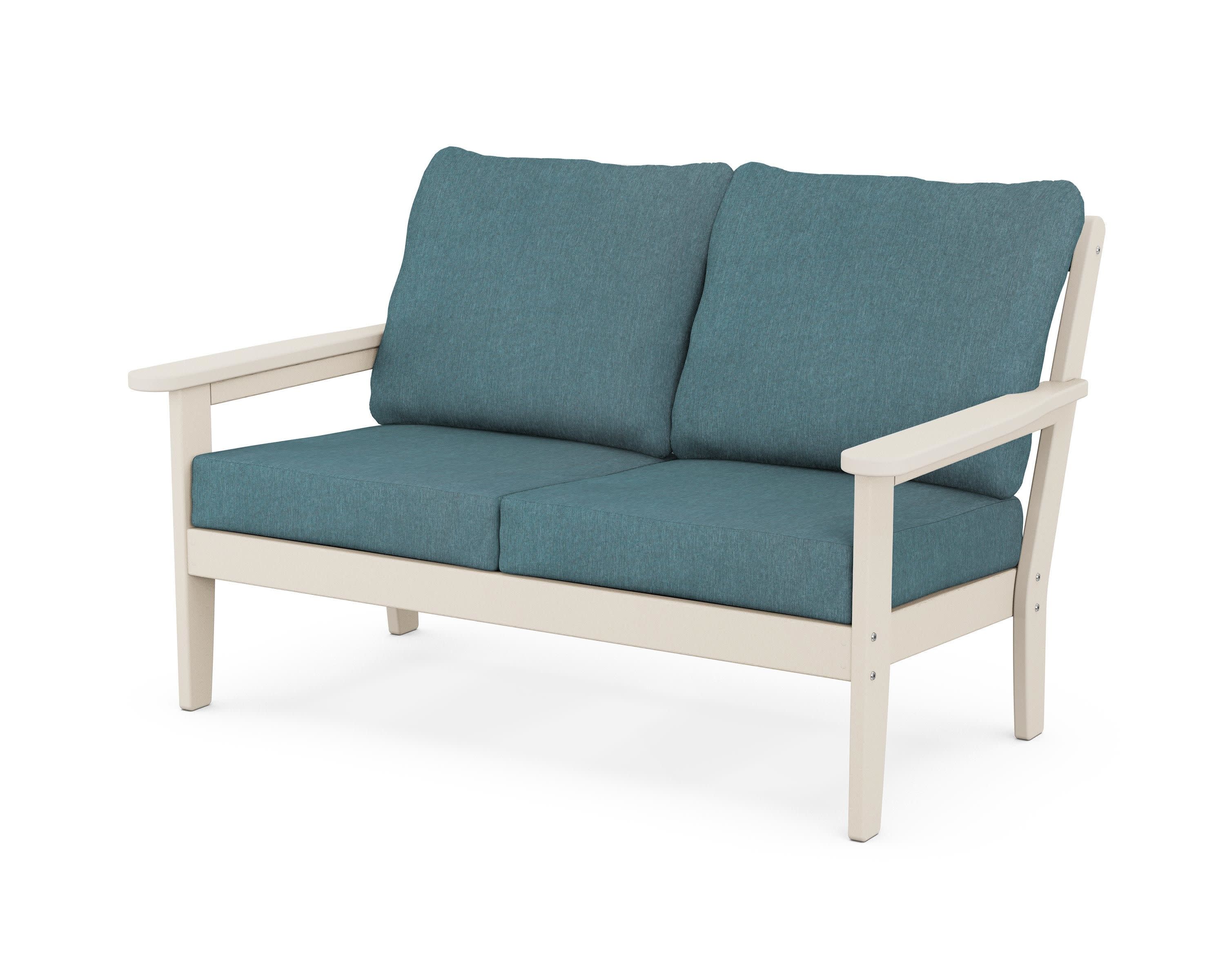 Cottage Deep Seating Loveseat in Sand / Ocean Teal