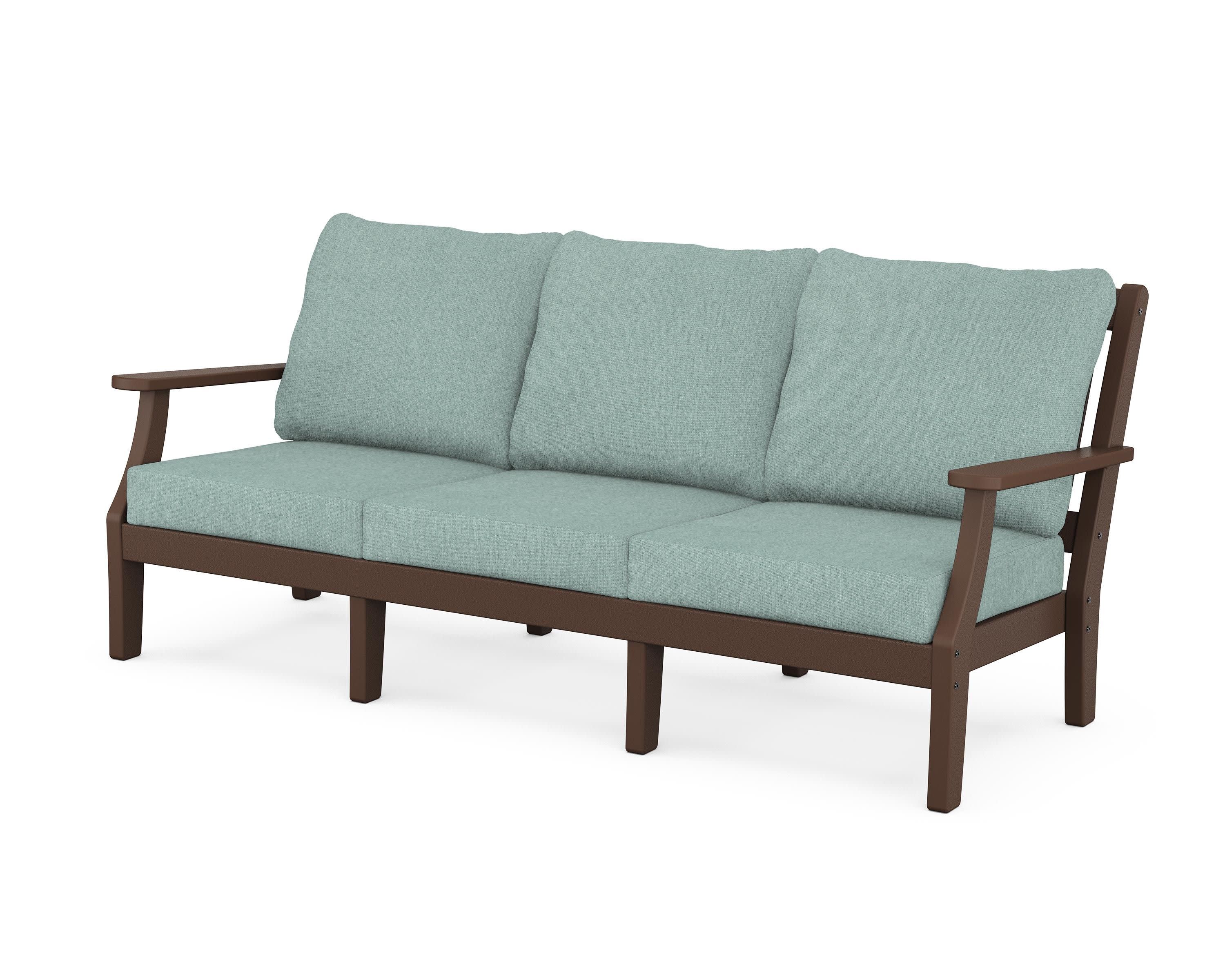 Chinoiserie Deep Seating Sofa in Mahogany / Glacier Spa
