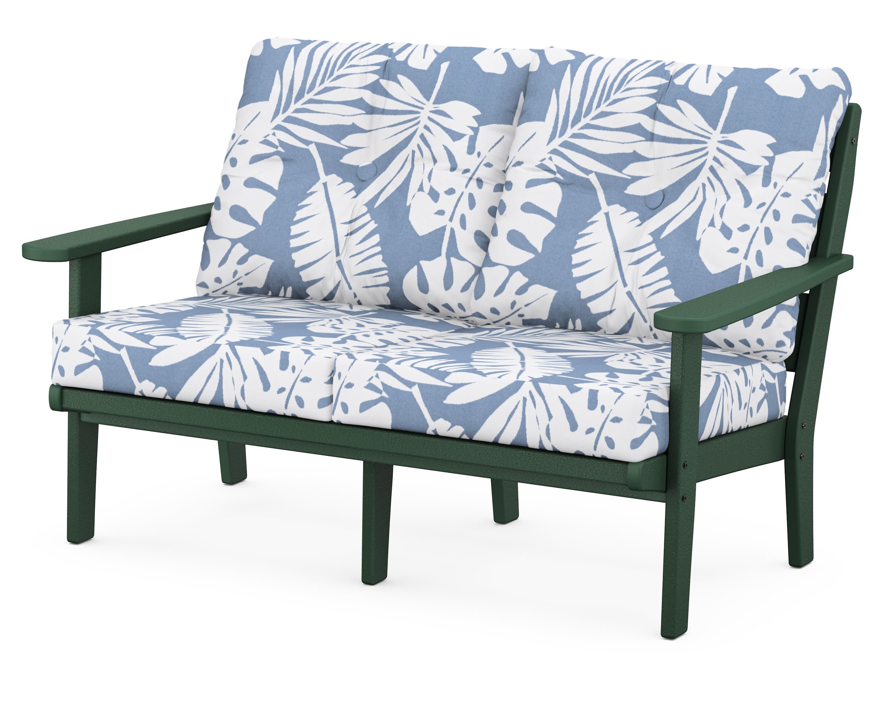 Lakeside Deep Seating Loveseat in Green / Leaf Sky Blue