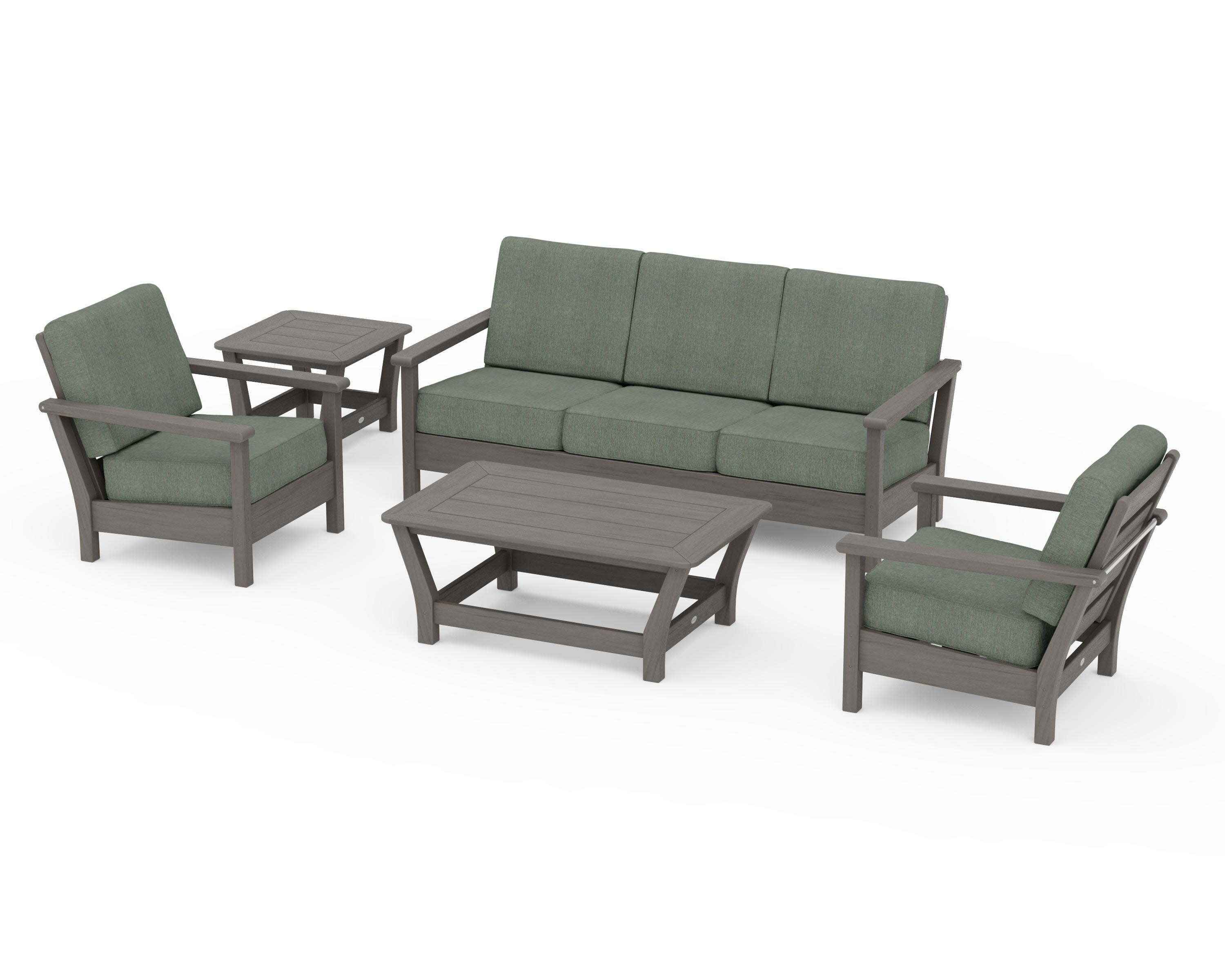 Harbour 5-Piece Deep Seating Set in Driftwood / Cast Sage