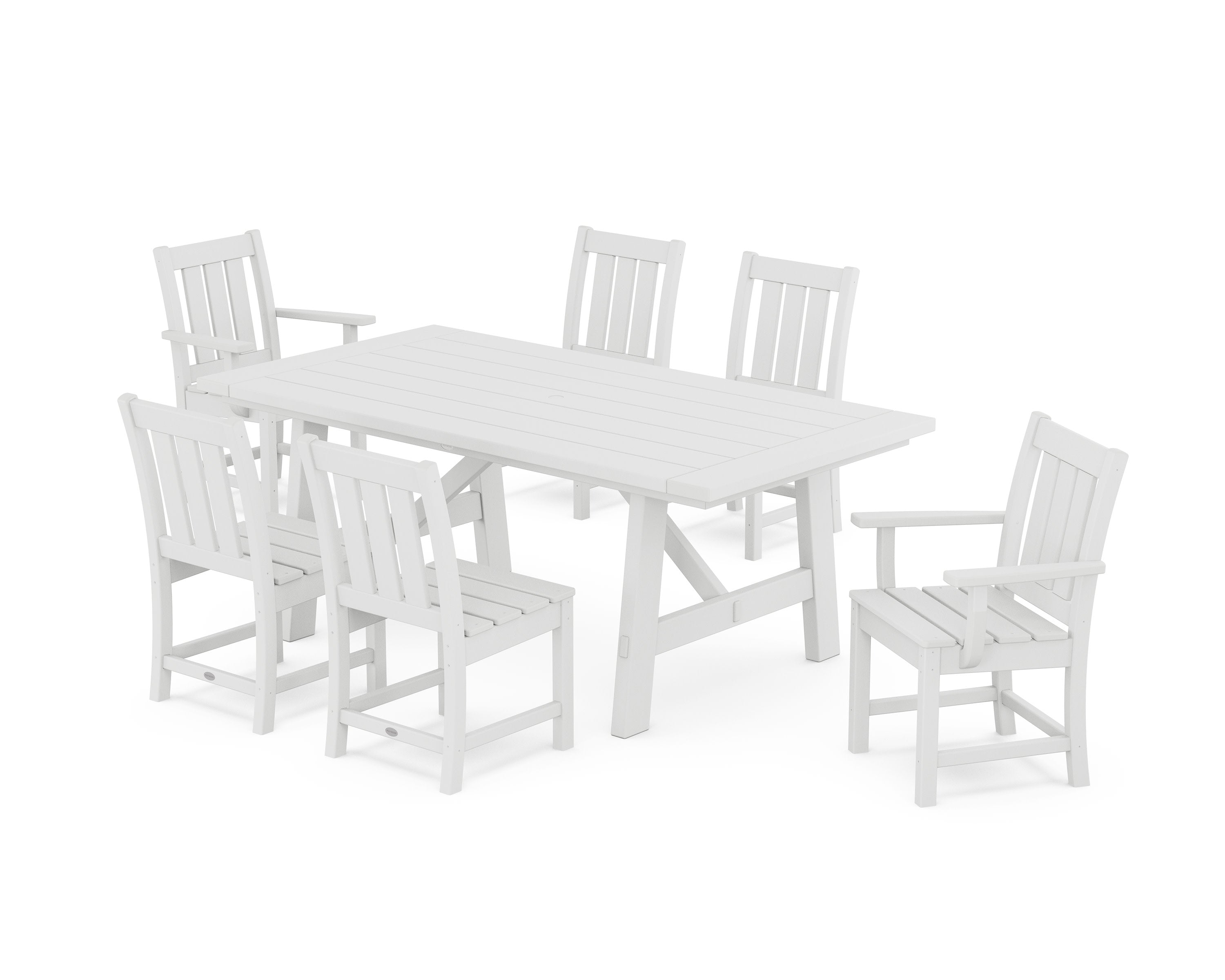 Oxford 7-Piece Rustic Farmhouse Dining Set in White