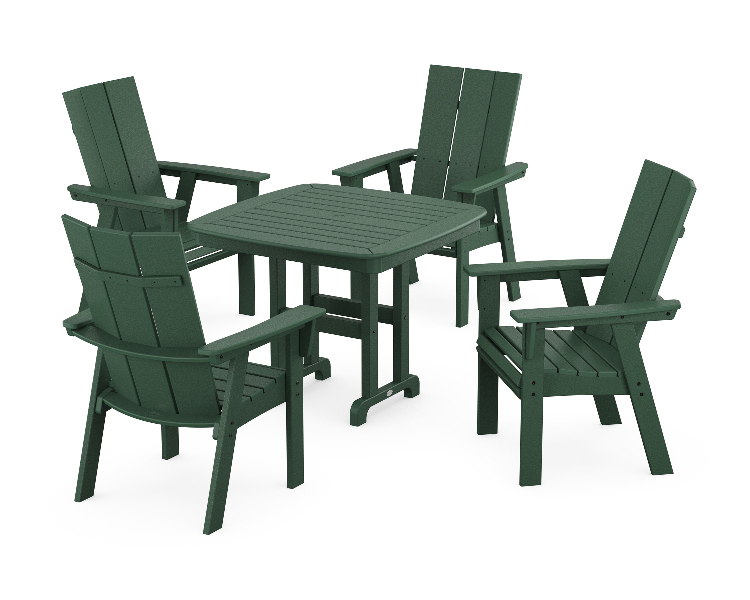 Modern Curveback Adirondack 5-Piece Dining Set in Green