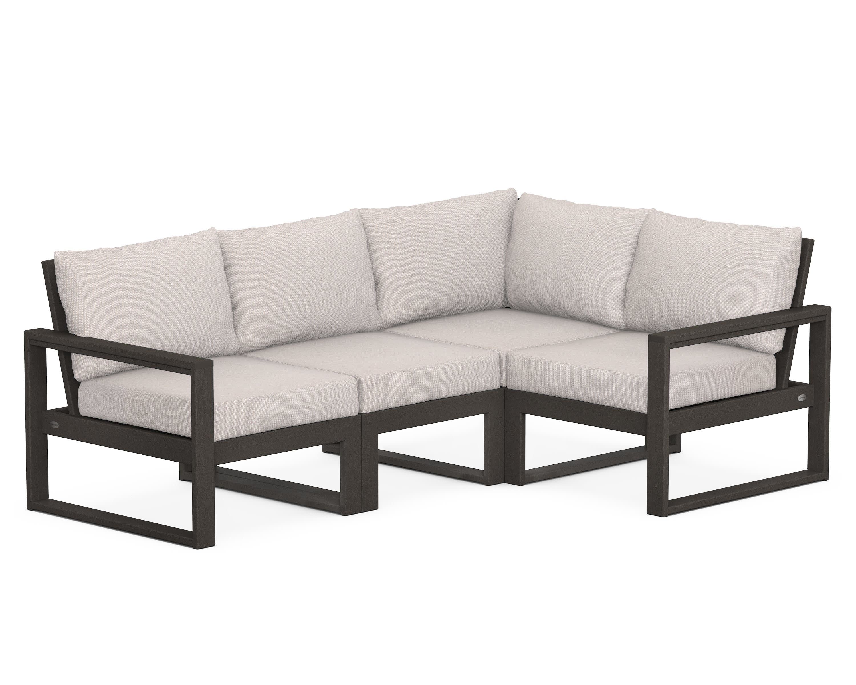 EDGE 4-Piece Modular Deep Seating Set in Vintage Coffee / Dune Burlap