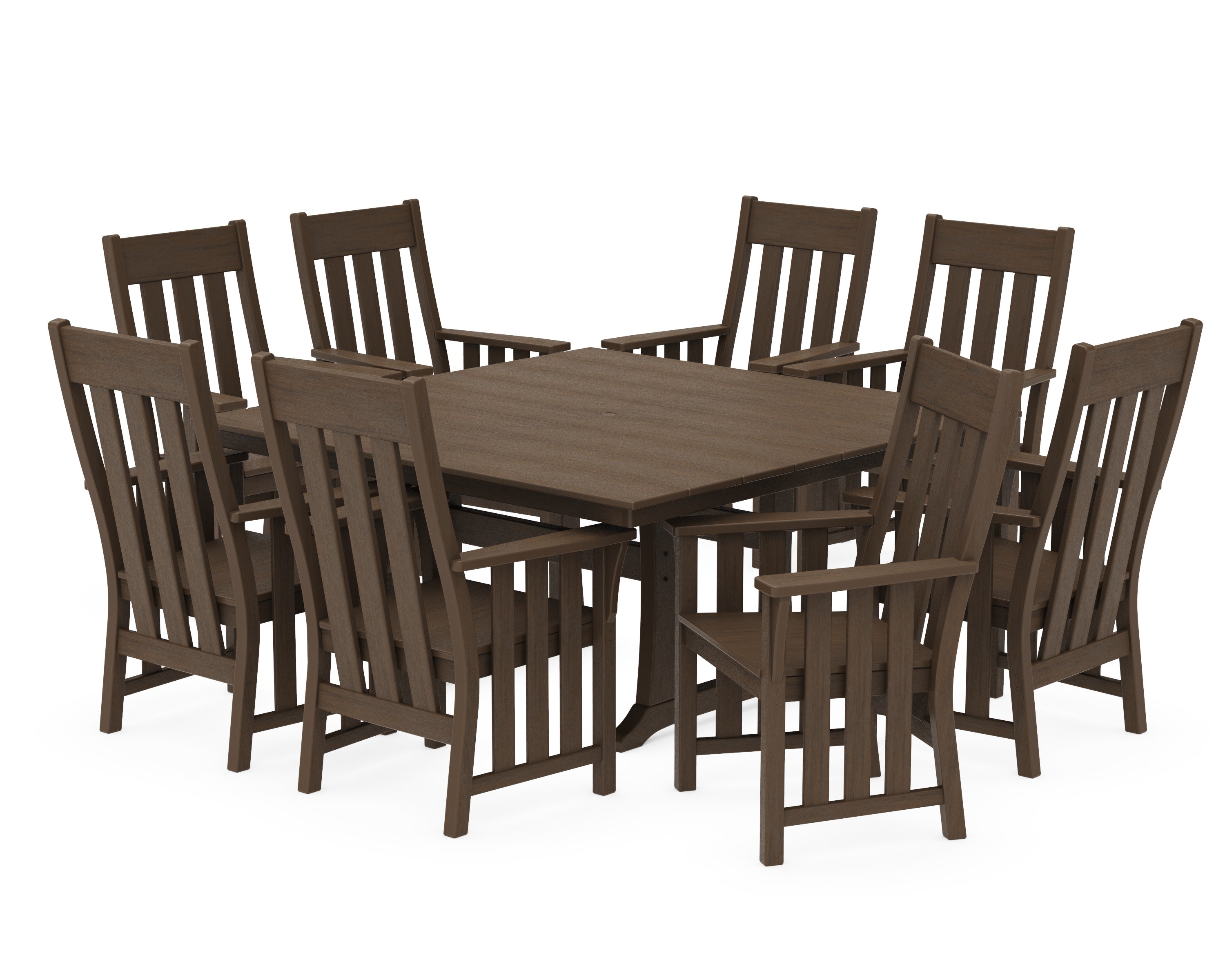 Acadia 9-Piece Square Farmhouse Dining Set with Trestle Legs in Kona