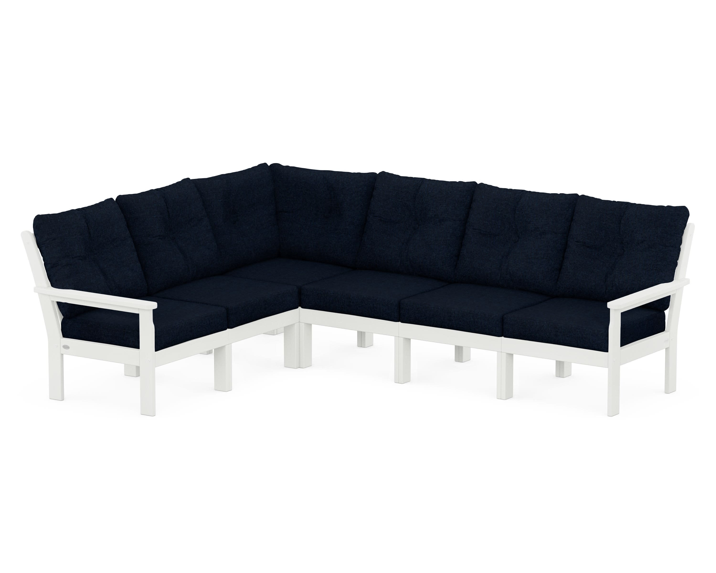 Vineyard 6-Piece Sectional in Vintage White / Marine Indigo