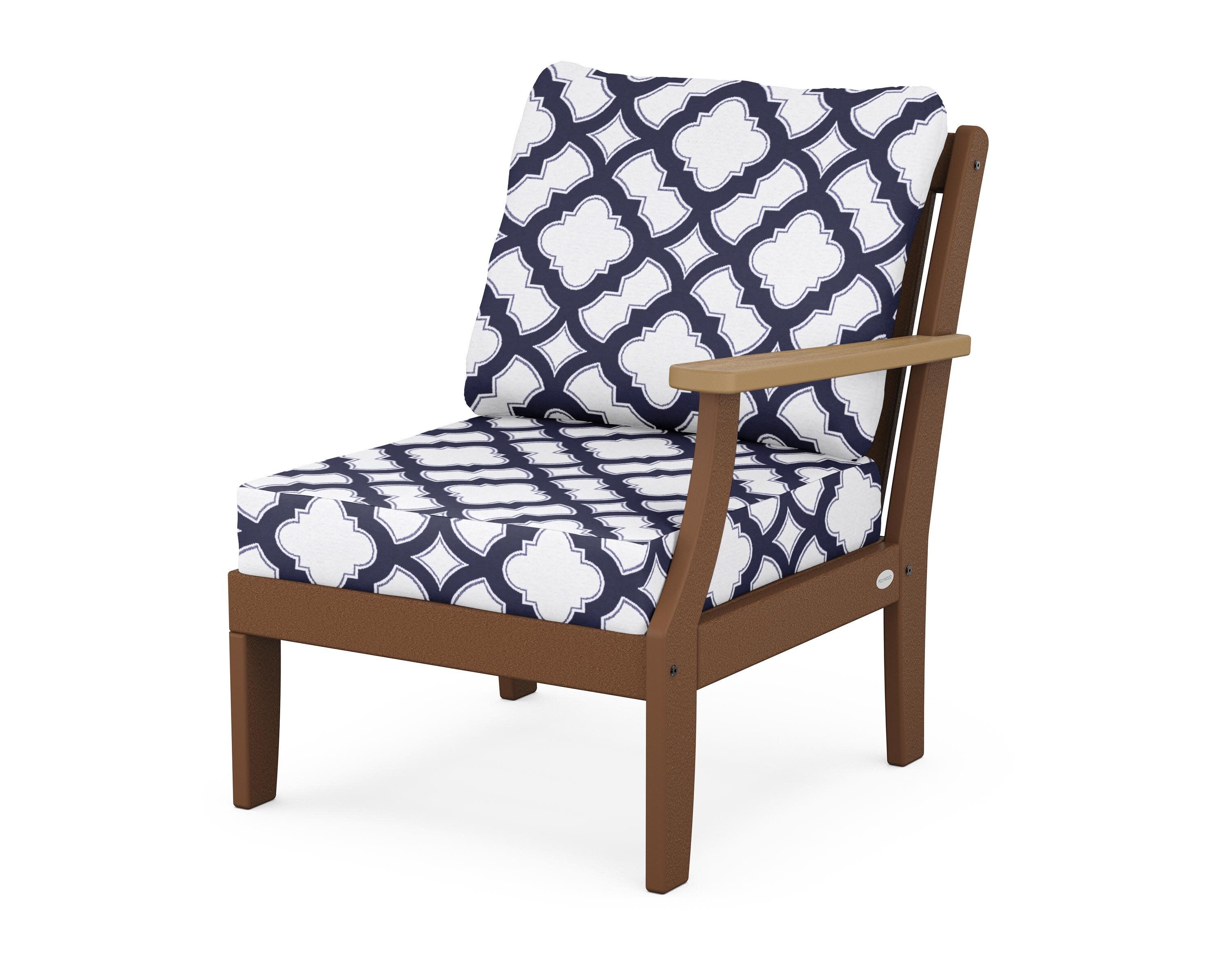 Braxton Modular Right Arm Chair in Teak / Natural / Trellis Navy
