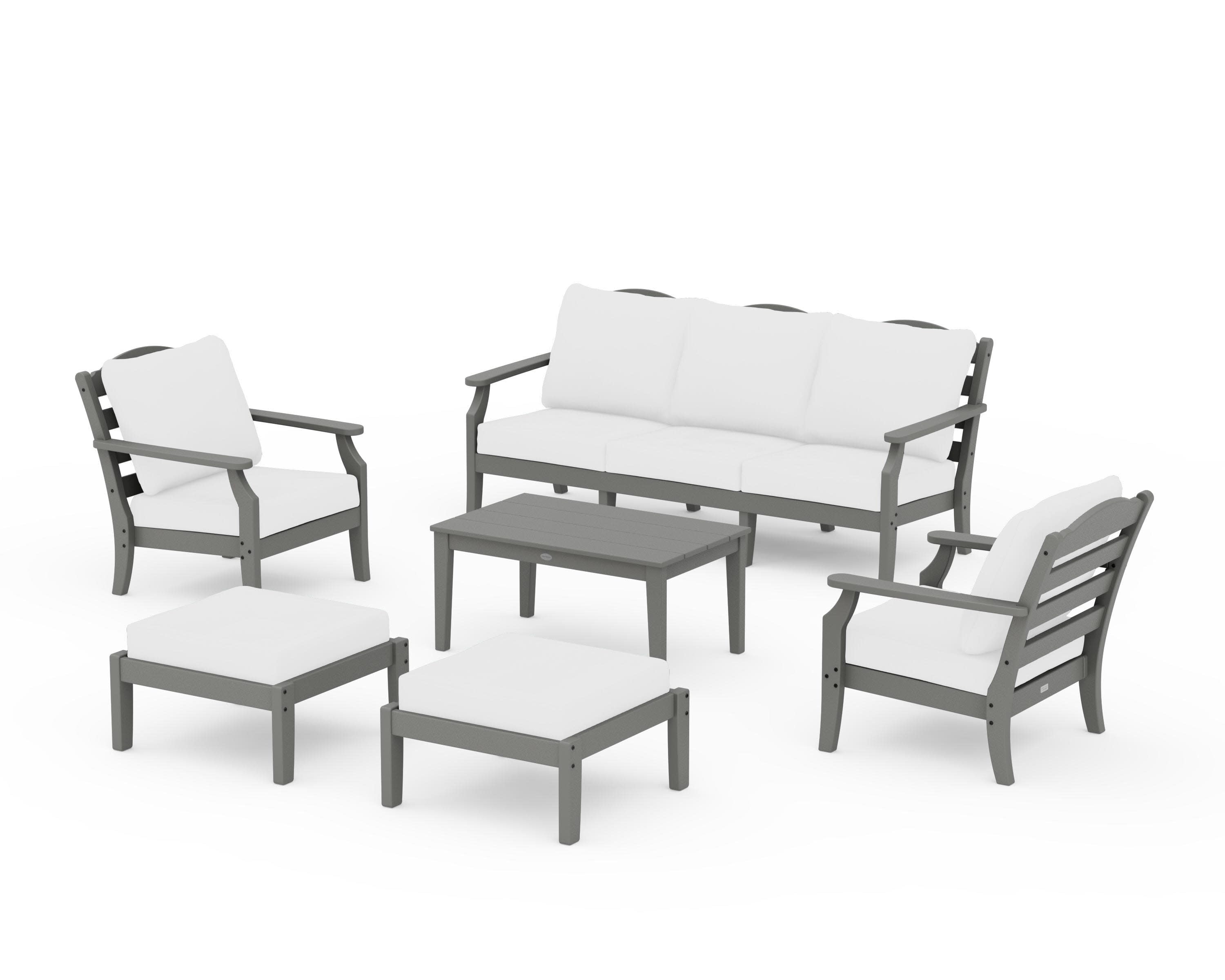 Savannah 6-Piece Lounge Sofa Set in Slate Grey / Natural