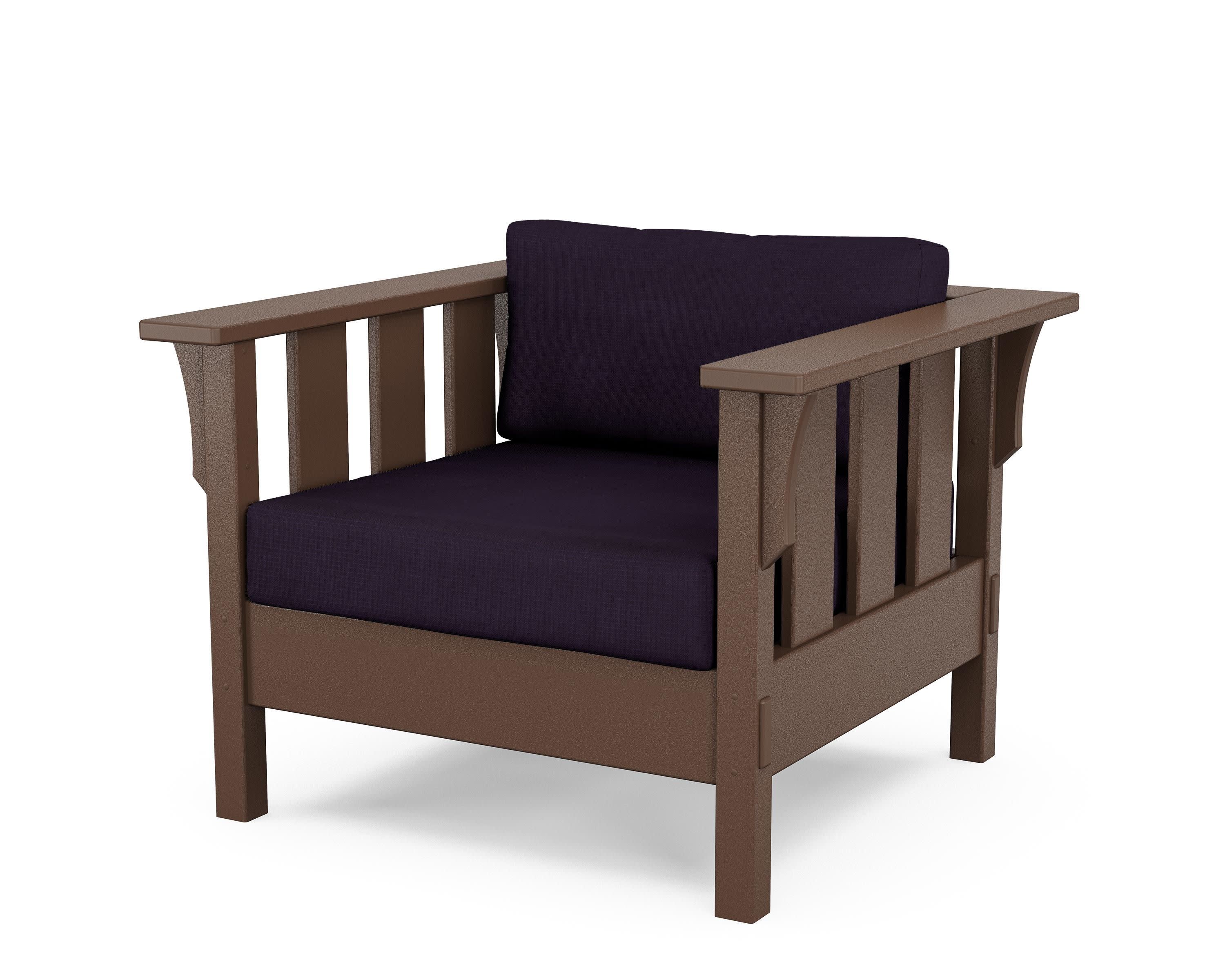 Acadia Deep Seating Chair in Mahogany / Navy Linen