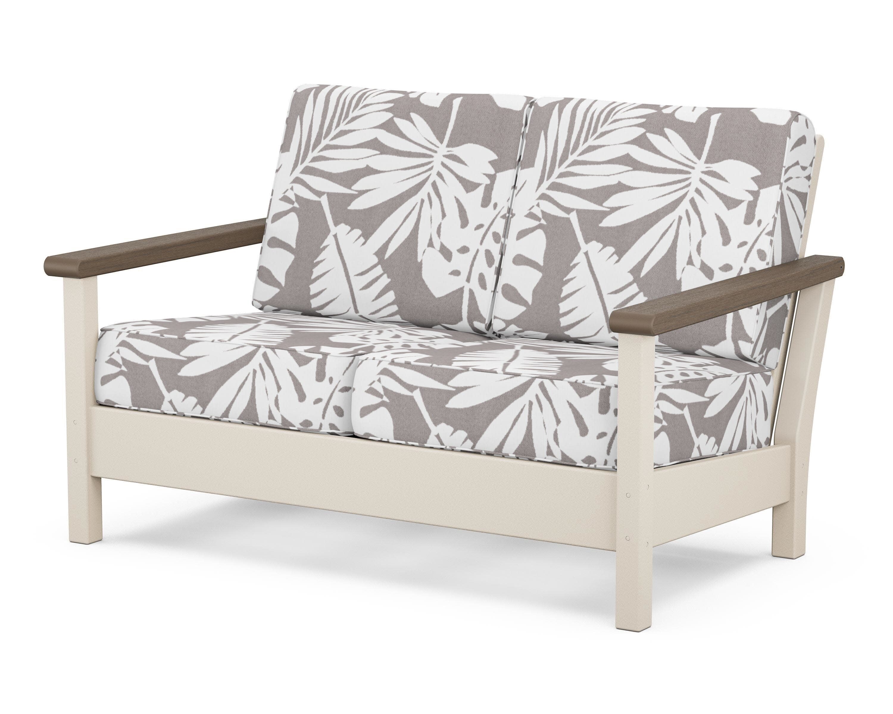 Harbour Deep Seating Loveseat in Sand / Kona / Leaf Grey Mist