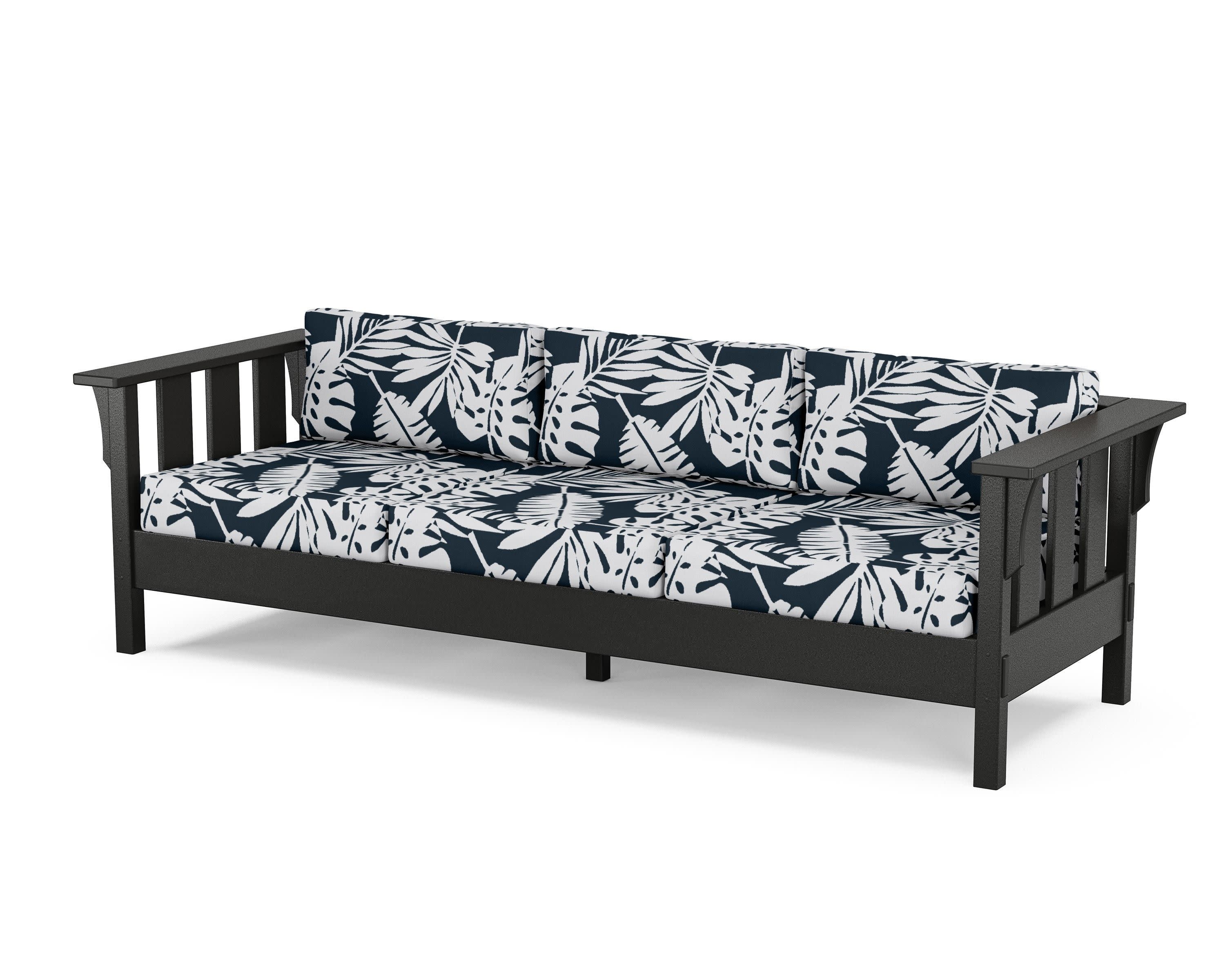 Acadia Deep Seating Sofa in Black / Leaf Marine Indigo