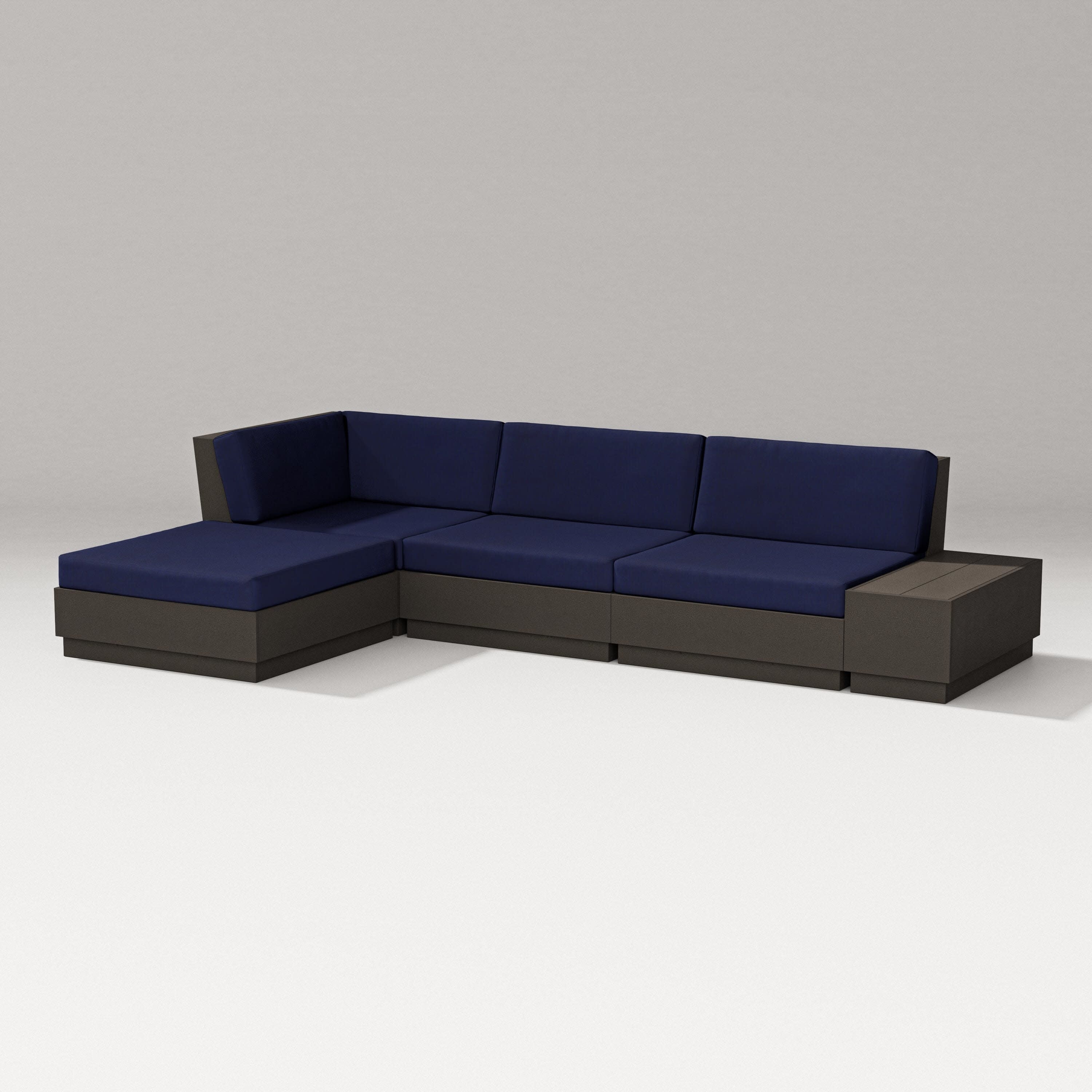 Elevate Chaise Sectional in Vintage Coffee / Navy