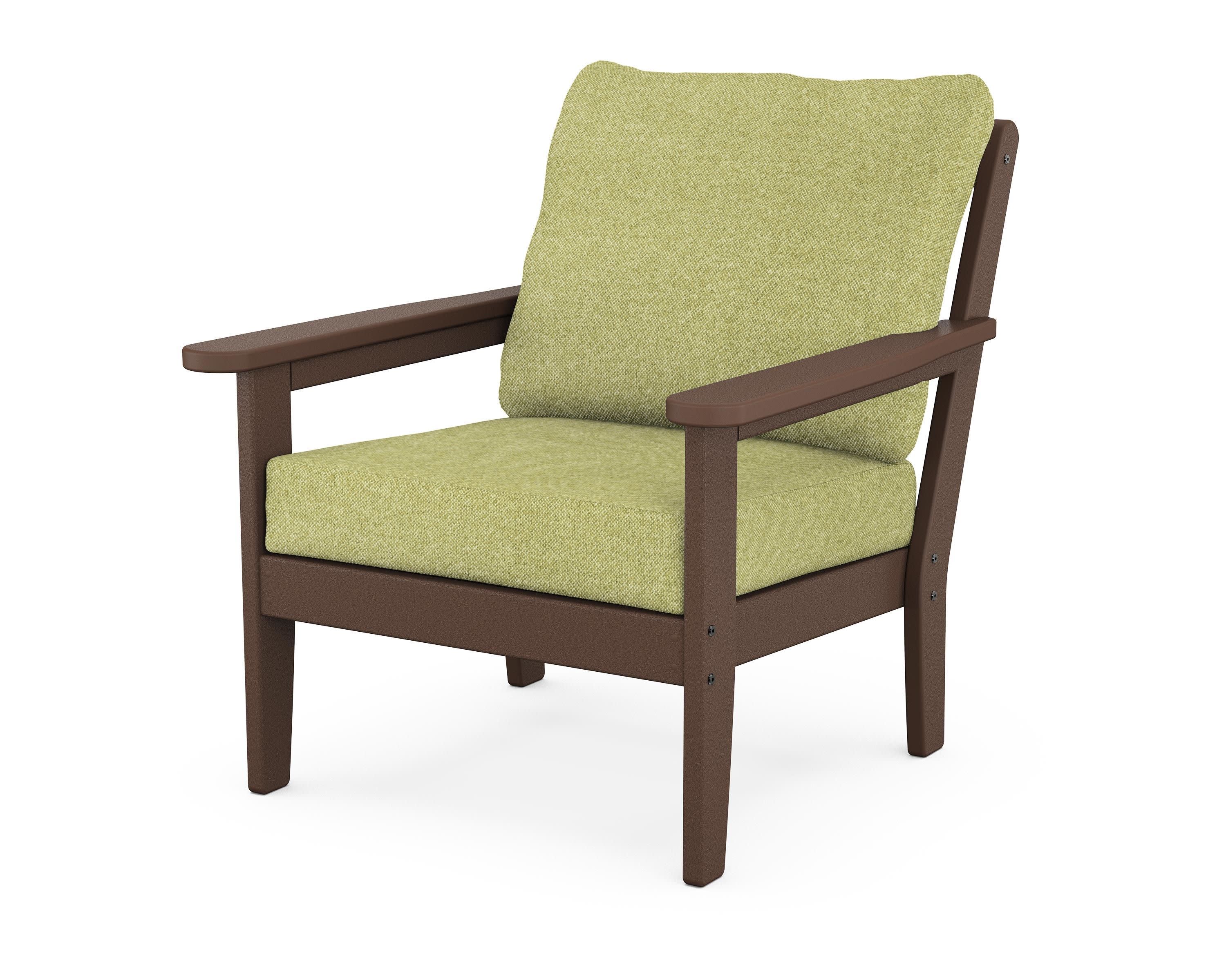 Cottage Deep Seating Chair in Mahogany / Chartreuse Boucle