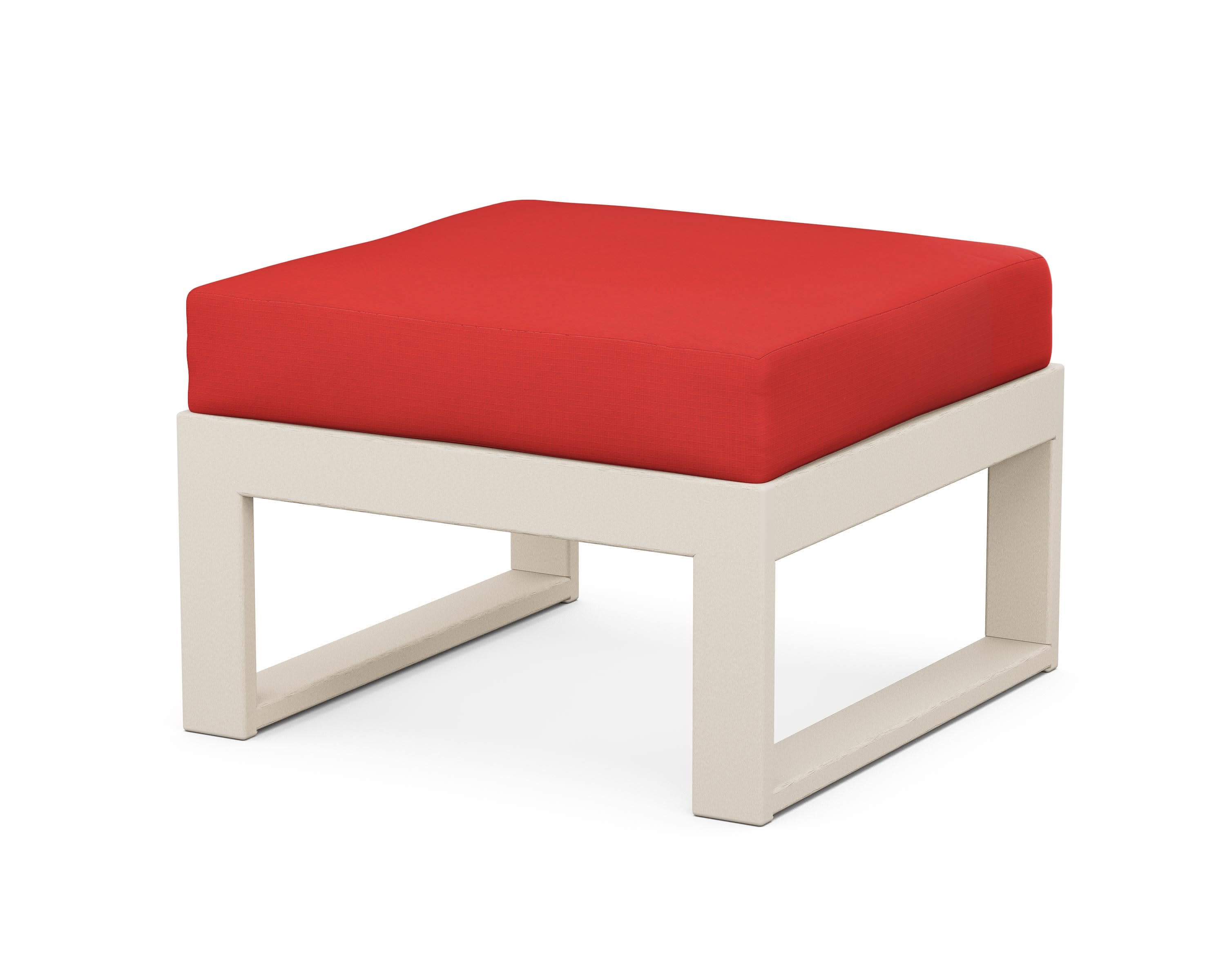 Modular Ottoman - Modern in Sand / Crimson Linen