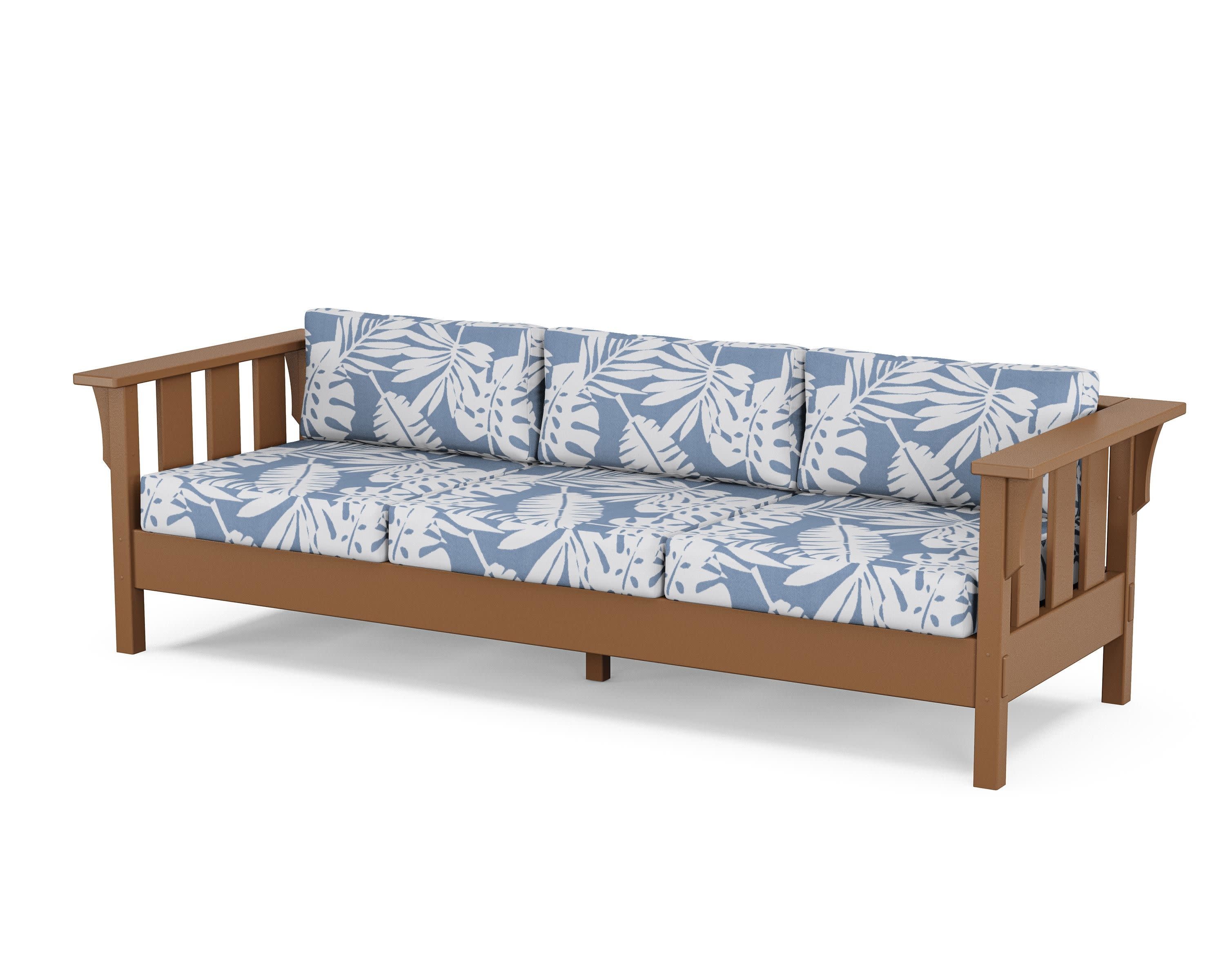 Acadia Deep Seating Sofa in Teak / Leaf Sky Blue