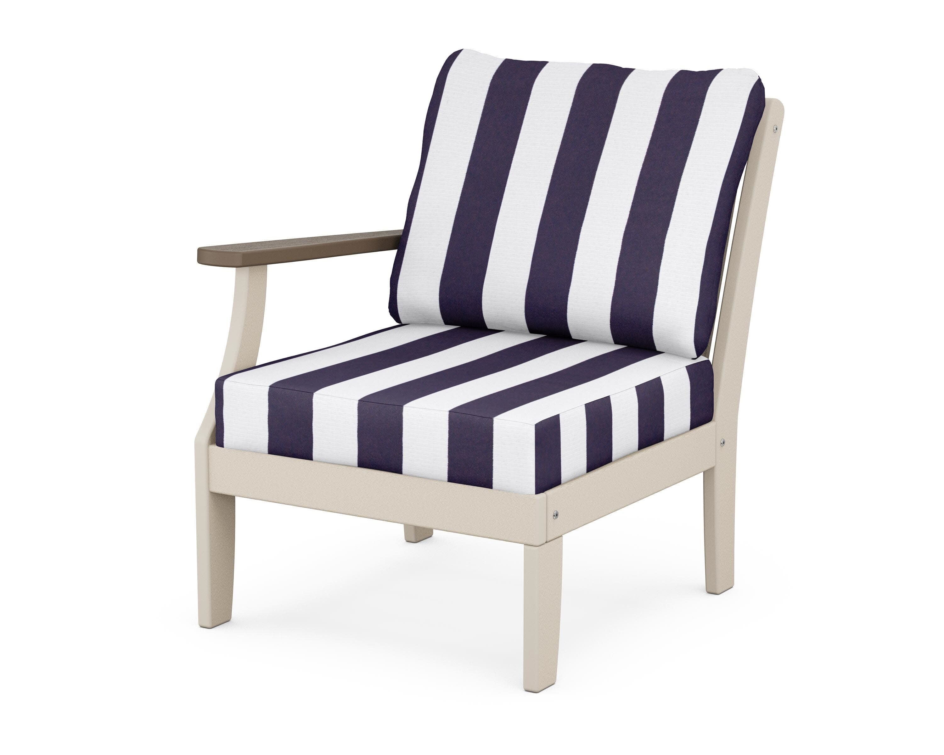 Braxton Modular Left Arm Chair in Sand / Kona / Cabana Stripe Navy