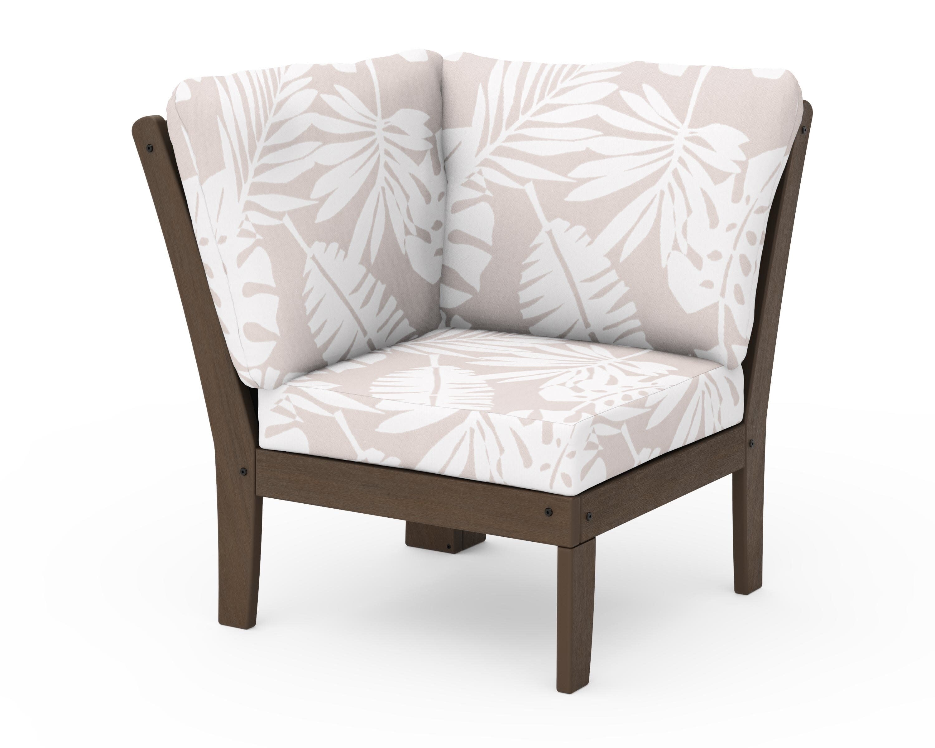 Braxton Modular Corner Chair in Kona / Leaf Dune Burlap