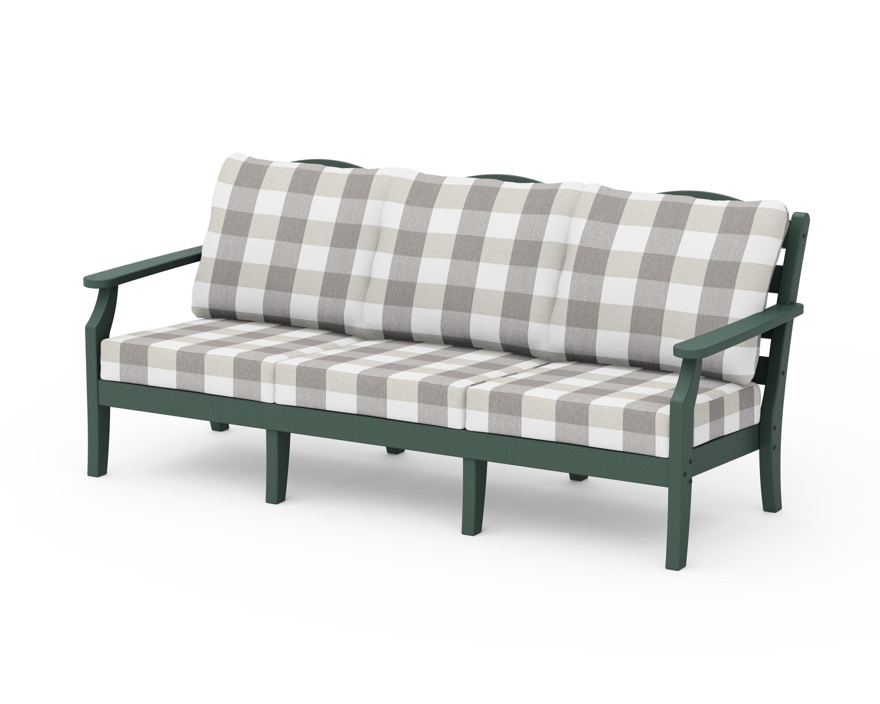 Savannah Deep Seating Sofa in Green / Buffalo Plaid Grey Mist