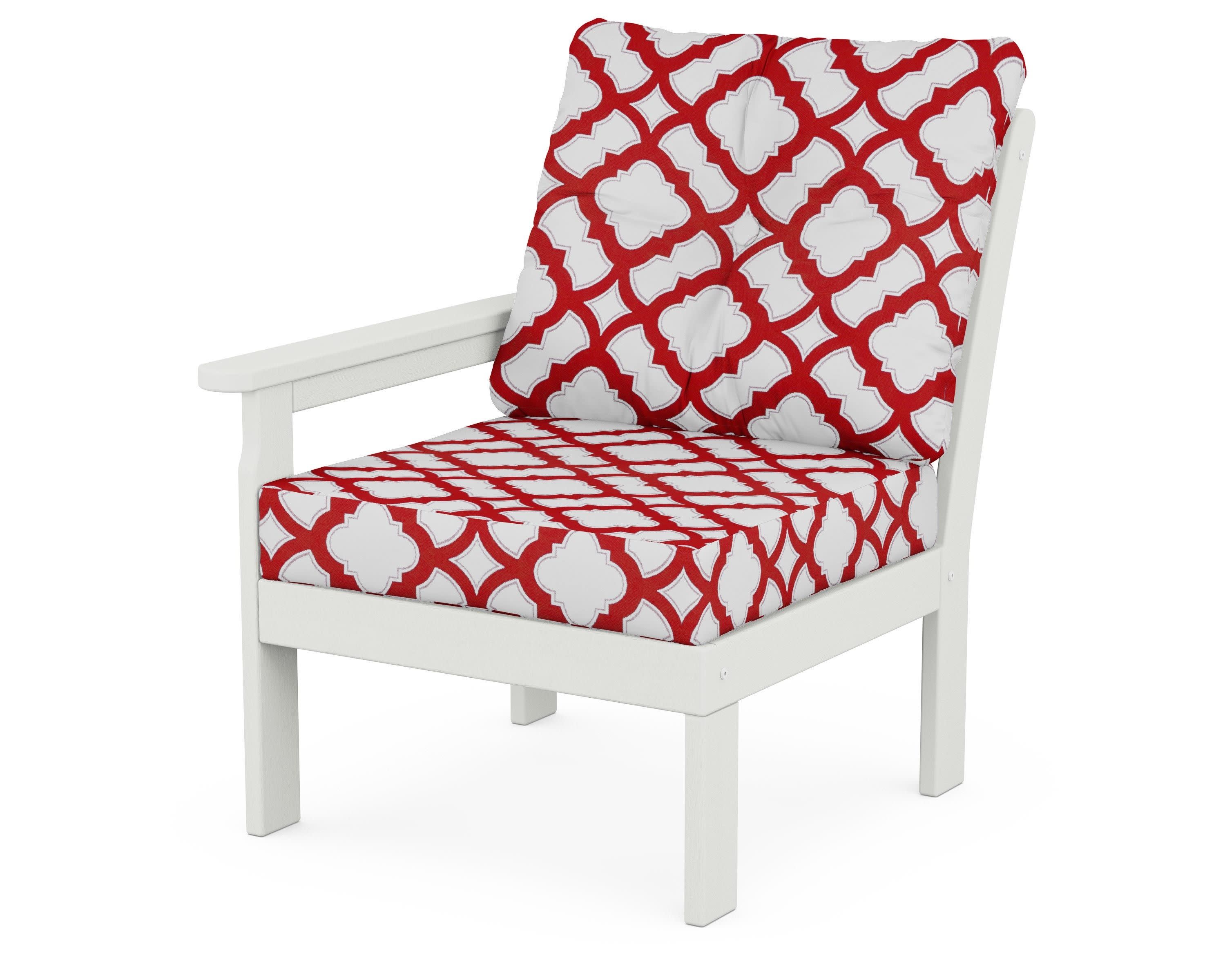 Vineyard Modular Left Arm Chair in Vintage White / Trellis Crimson
